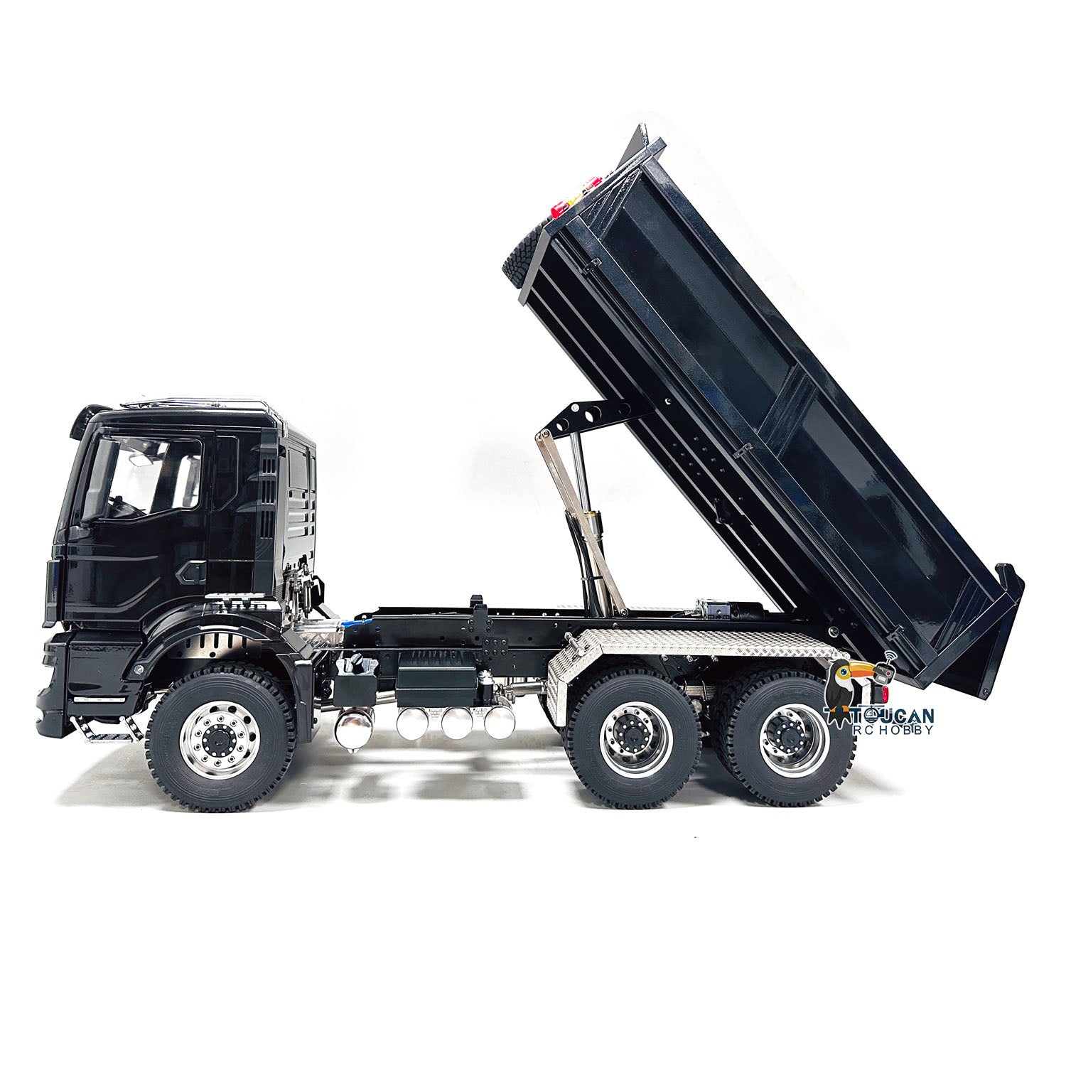1/14 Scale 6x6 Hydraulic RC Dumper Truck - Remote Control Tipper Car with Metal Cabin, LED Lights & Realistic Sound - Pre-Assembled & Painted for Construction Site Play & Collector Display