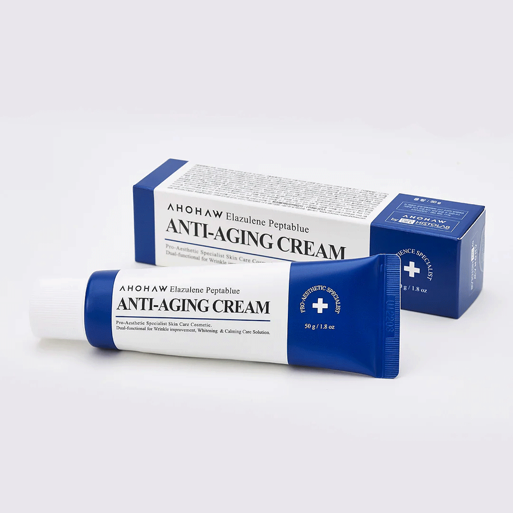 AHOHWA Elazulene Peptablue Anti-Aging Face Cream 50g - Hydrating & Wrinkle Reducing Moisturizer for Women & Men - Perfect for Night & Day Skincare Routine