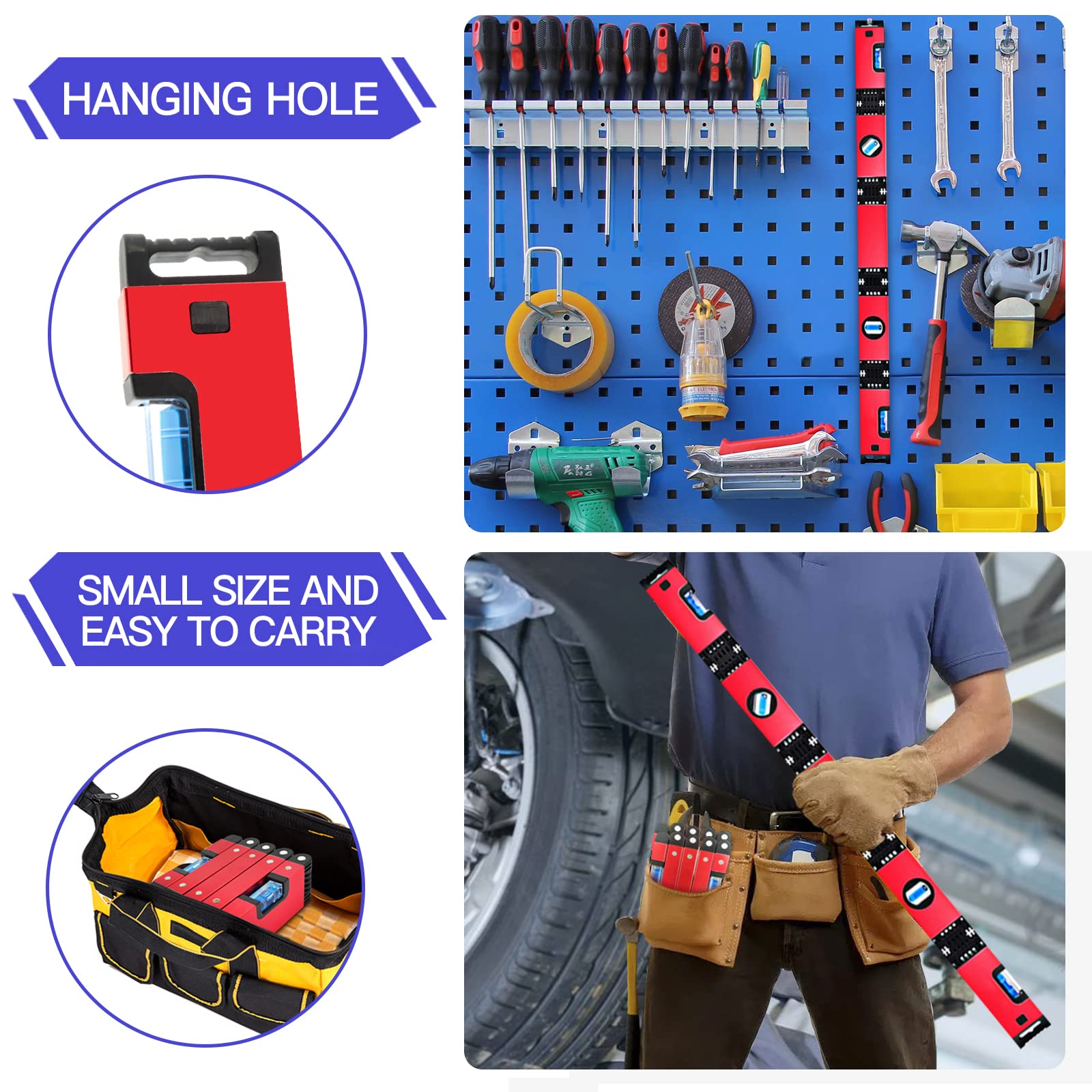 28 Inch Multi-Function Foldable Level - 4 Easy-Read Bubbles for 45/90/180 Degree Angles | Precision Measuring Tool for Carpenters, Woodworkers & Metal Fabricators | Perfect for DIY Projects, Home Renovation & Construction Work