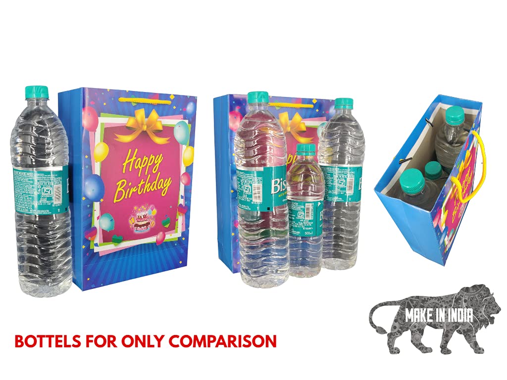 Happy Birthday Paper Gift Bags - 80 Pack Small Present Bags for Party Favors, Return Gifts (Blue & Pink, 8x3x11 Inches) - Perfect for Birthdays, Baby Showers & Celebrations