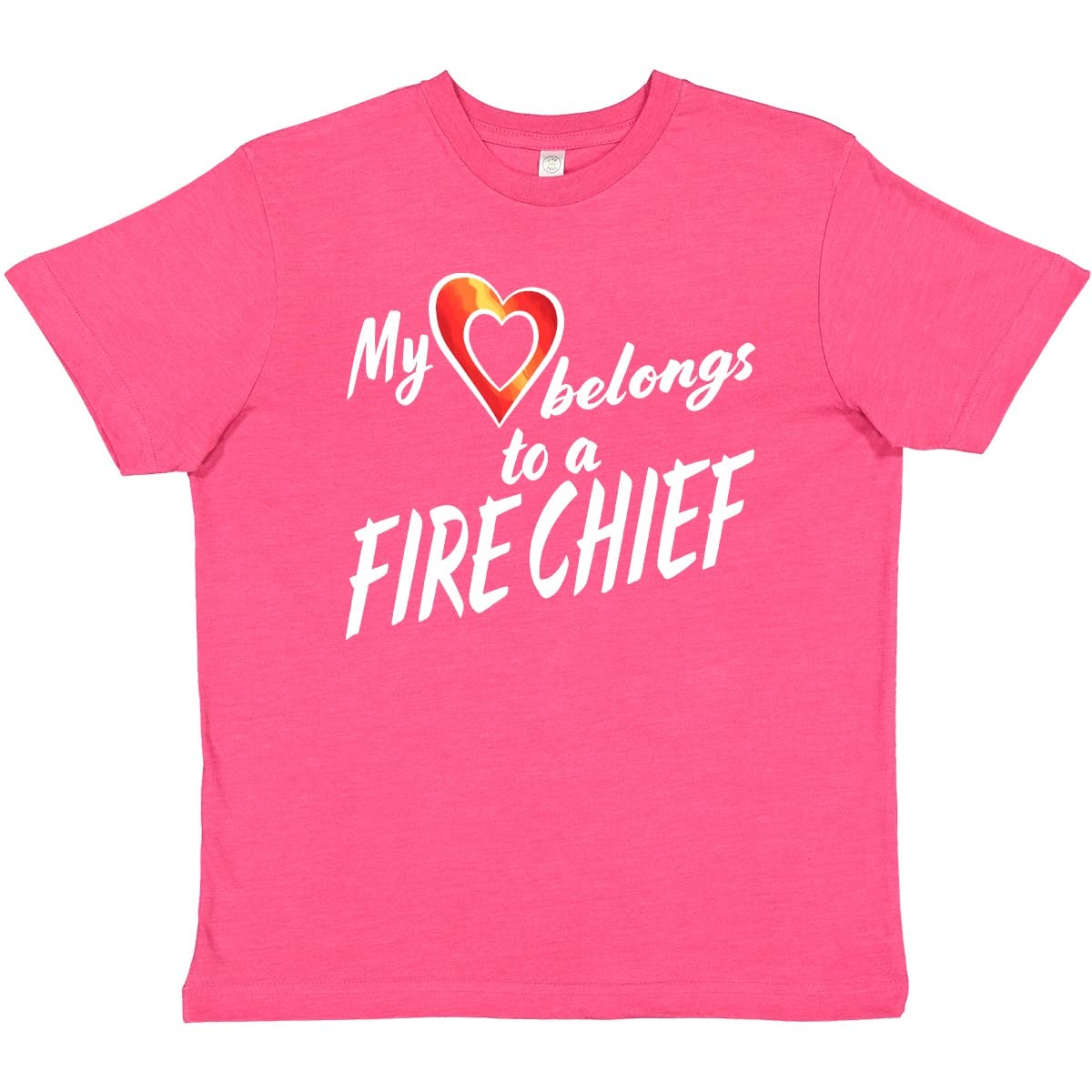 inktastic My Heart Belongs to a Fire Chief T-Shirt with Red Heart - Perfect for Firefighter Appreciation, Gifts & Casual Wear