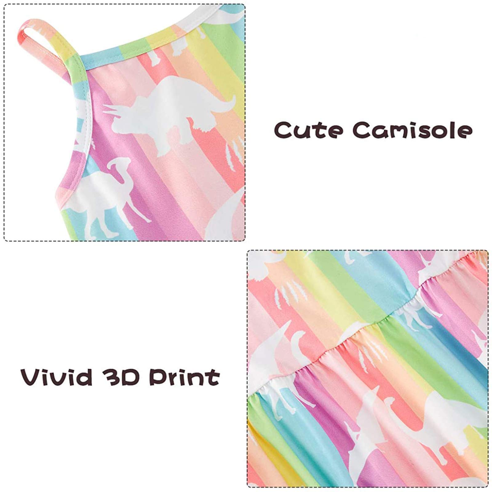 Girls Floral Dinosaur Print Sleeveless Romper Jumpsuit - Toddler Summer One-Piece Playsuit for Outdoor Play, Beach & Birthday Parties
