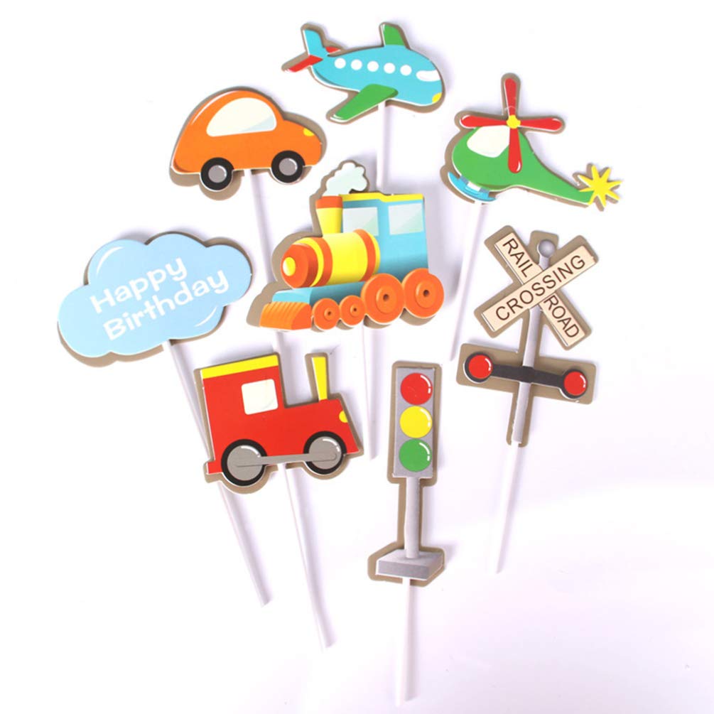 PRETYZOOM 32pcs Train Themed Cake Toppers - Transportation Birthday Party Decorations for Kids, Car & Train Cake Decor - Perfect for Birthday Cakes, Cupcakes, and Dessert Table Displays