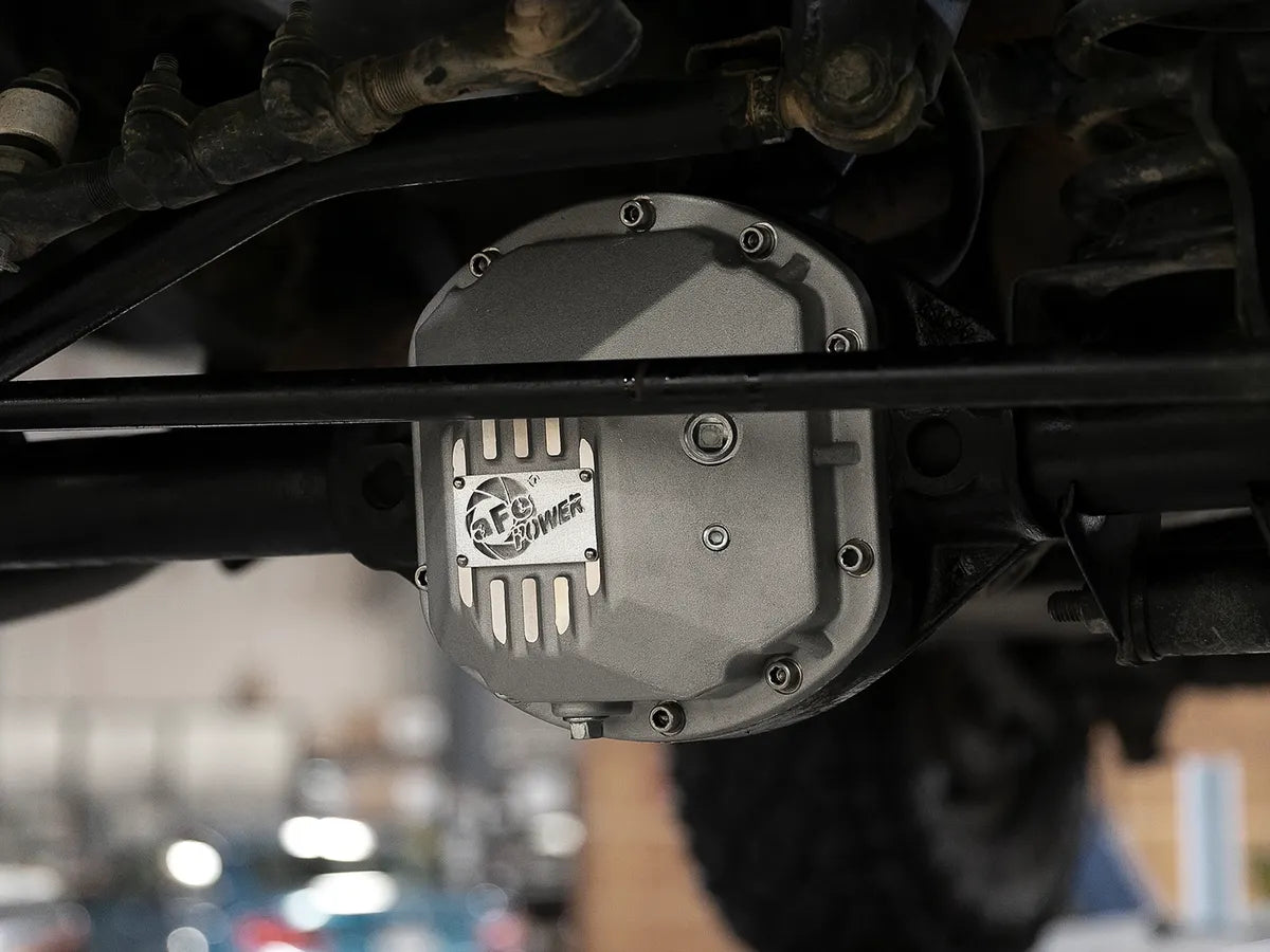 AFE Street Series Front Differential Cover (Raw w/Machined Fins) for Jeep Wrangler TJ & JK 1997-2018 (Dana 30) - Heavy Duty Off-Road Protection for Rock Crawling & Trail Adventures