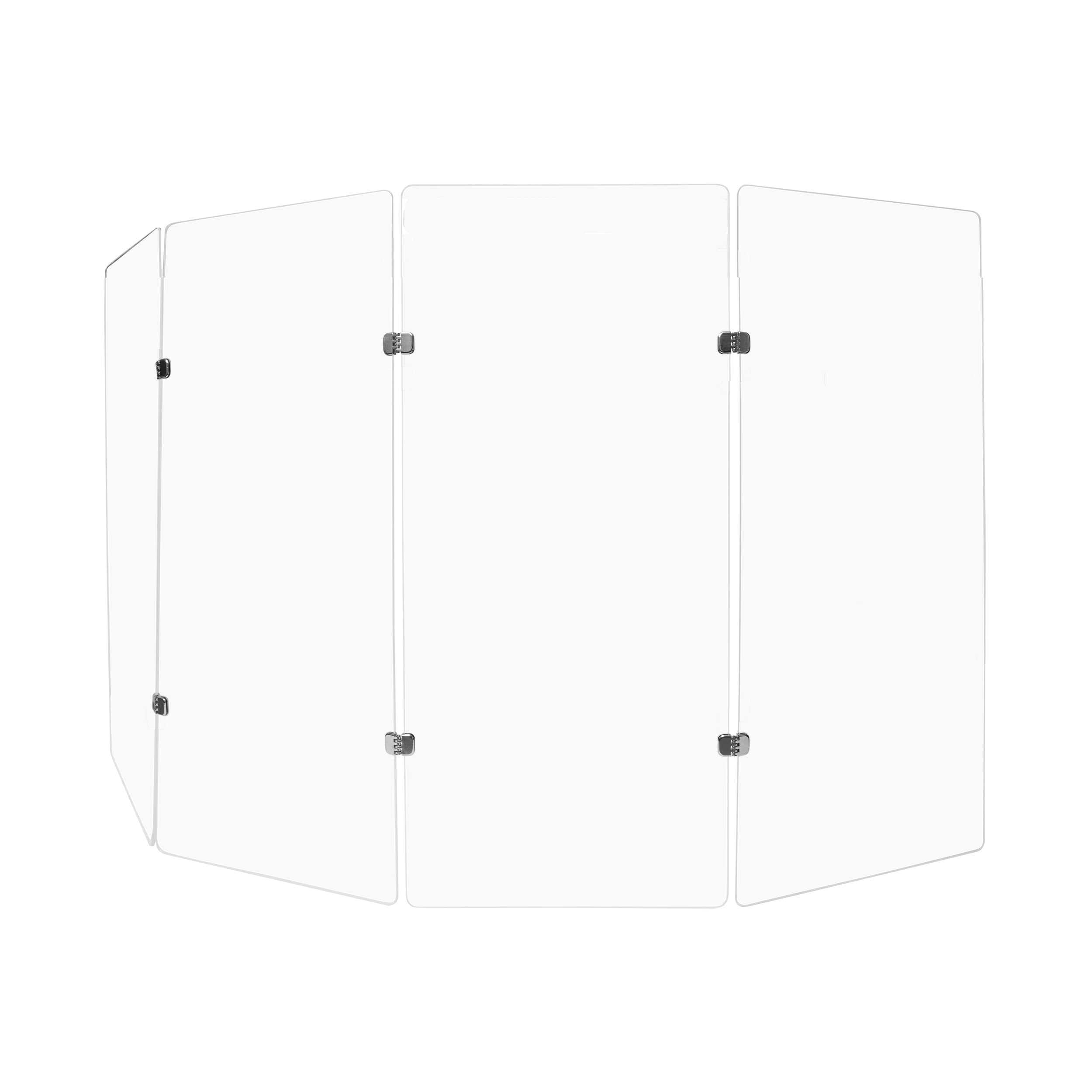PENNZONI 4ft Drum Shield with Chrome Hinges - 4 Premium Clear Acrylic Drum Panels & 6 Chrome Hinges - Soundproof Drum Screen for Studio, Live Performance, and Practice