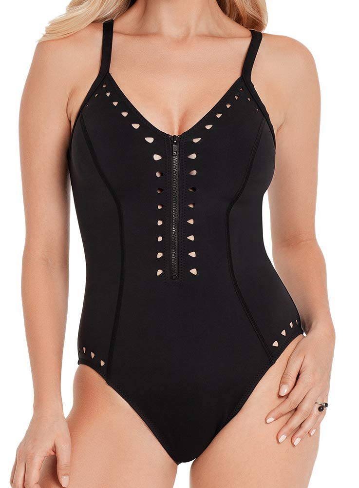MagicSuit Solid Sutton One-Piece Swimsuit for Women - Size 8, Classic Black - Perfect for Beach Vacations, Pool Parties & Summer Getaways