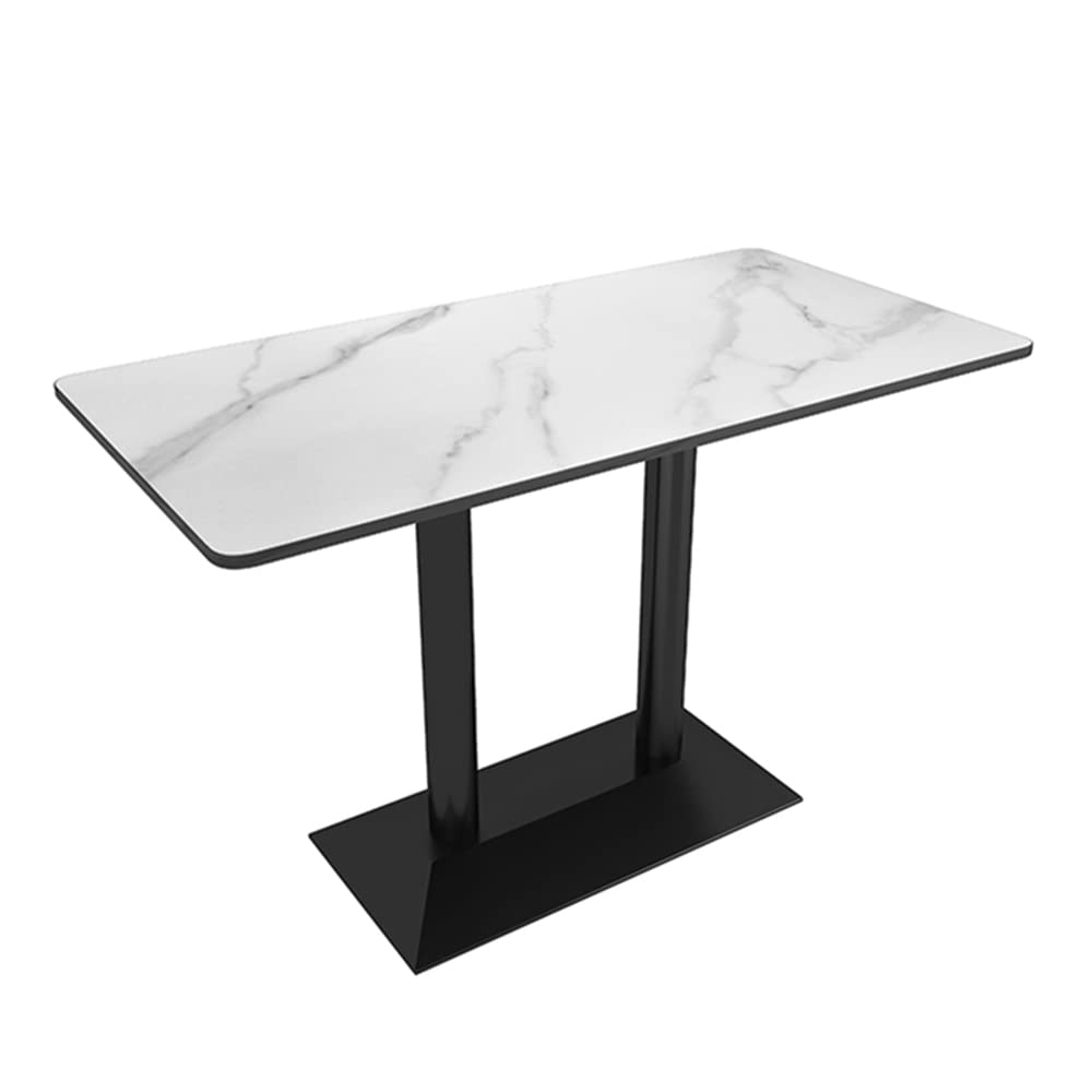 Modern White Sintered Stone Dining Table with Black Metal Base - Rectangle Kitchen Table for Dining Room, Restaurant & Home Decor | Stylish & Durable for Family Meals, Dinner Parties & Cafe Settings