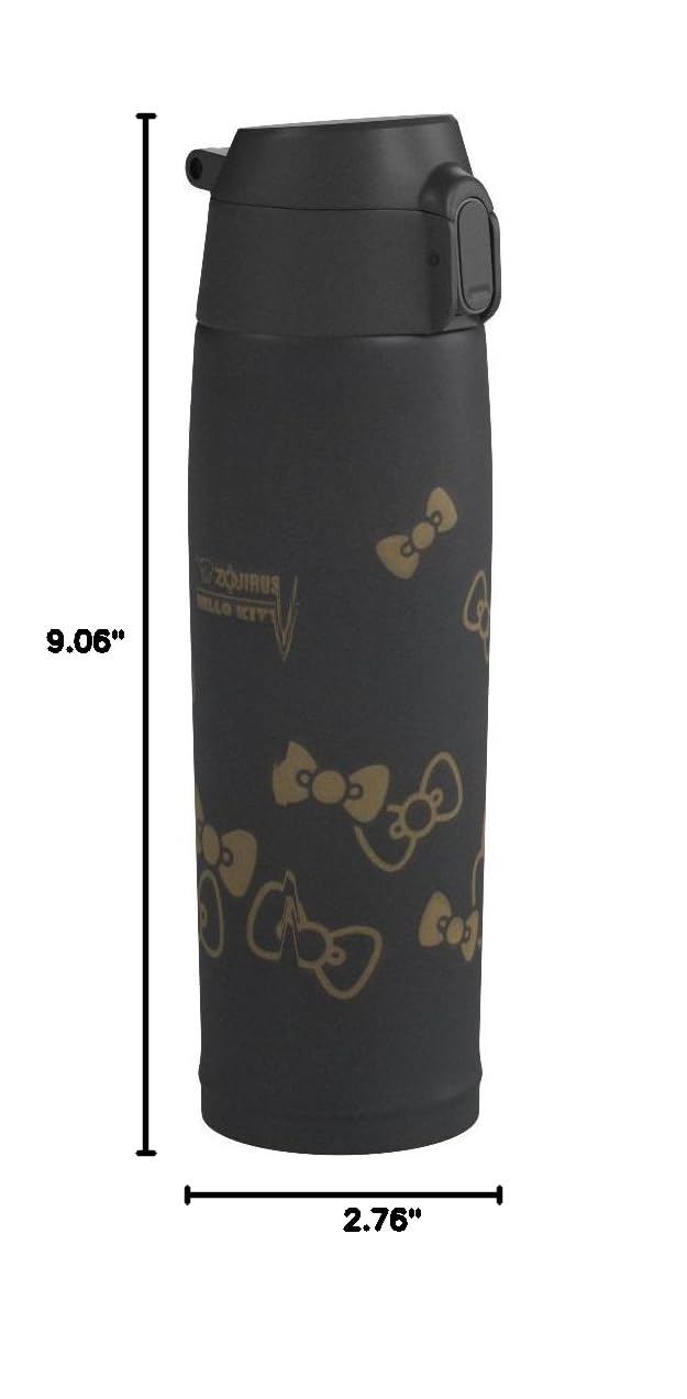 Zojirushi SM-TA48KTBA 16oz Stainless Steel Vacuum Insulated Travel Mug - Hello Kitty Black Design | Keeps Drinks Hot/Cold for Hours | Perfect for Coffee, Tea, Office & Commuting