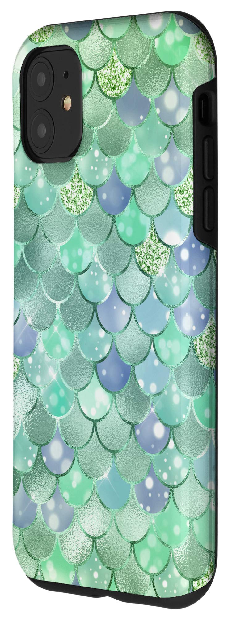 iPhone 11 Case - Aqua Green Mermaid Scales Design with Bokeh Effect | Slim Protective Phone Cover for iPhone 11 | Perfect for Beach, Pool Parties & Summer Outings