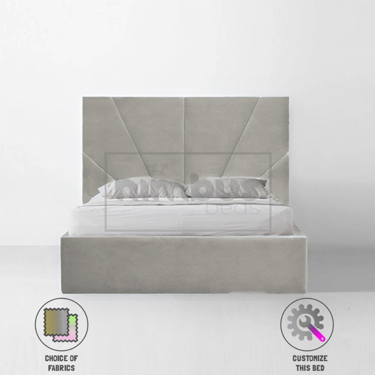 Modern Sunset Bed Frame - Queen Size Wooden Platform Bed with Headboard & Storage - Perfect for Bedroom, Guest Room & Small Spaces