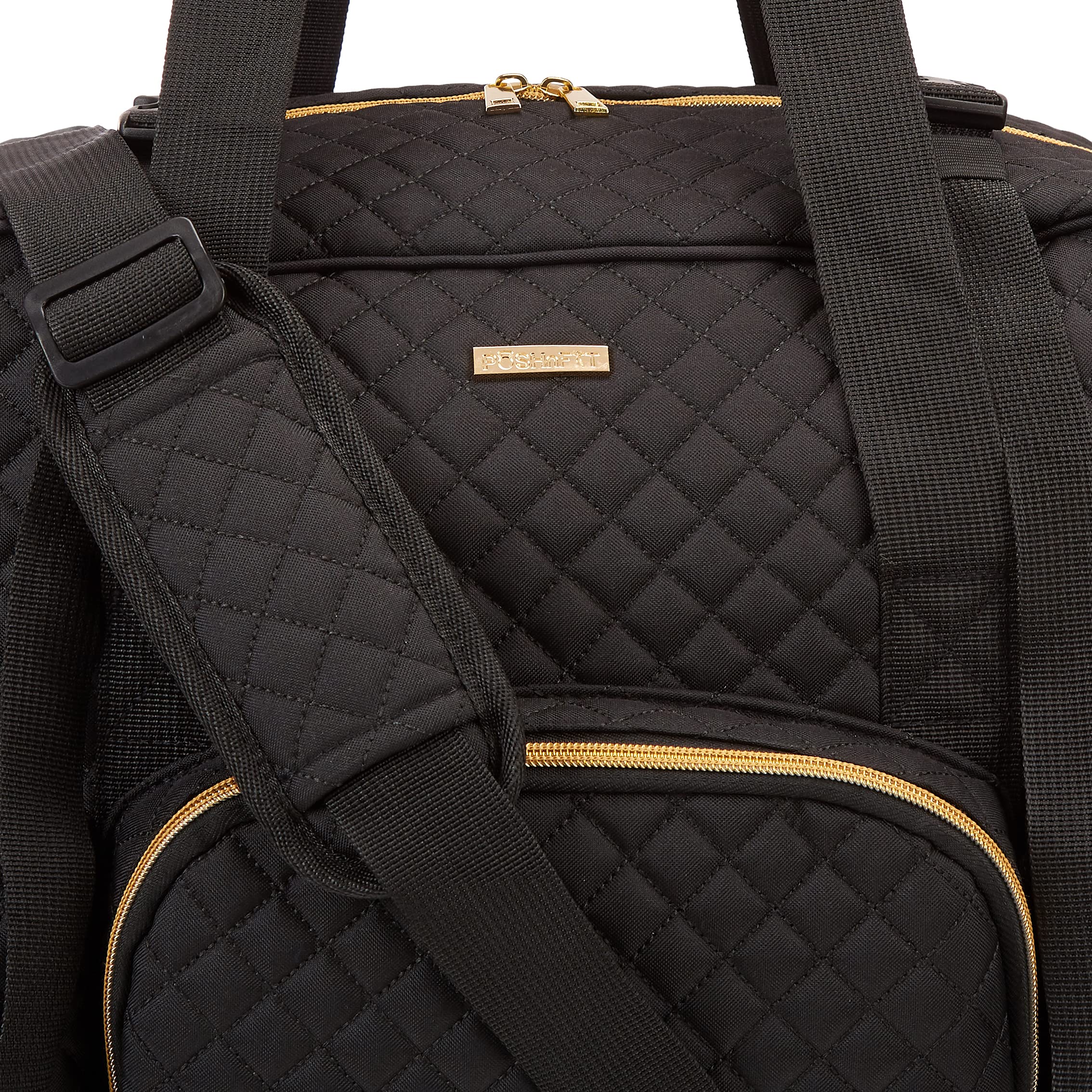 Waterproof Women's Gym Duffel Bag with Wet Storage & Yoga Mat Compartment - Quilted Black Travel Weekender for Fitness, Yoga & Carry-On Luggage | Perfect for Workouts, Beach Trips & Weekend Getaways