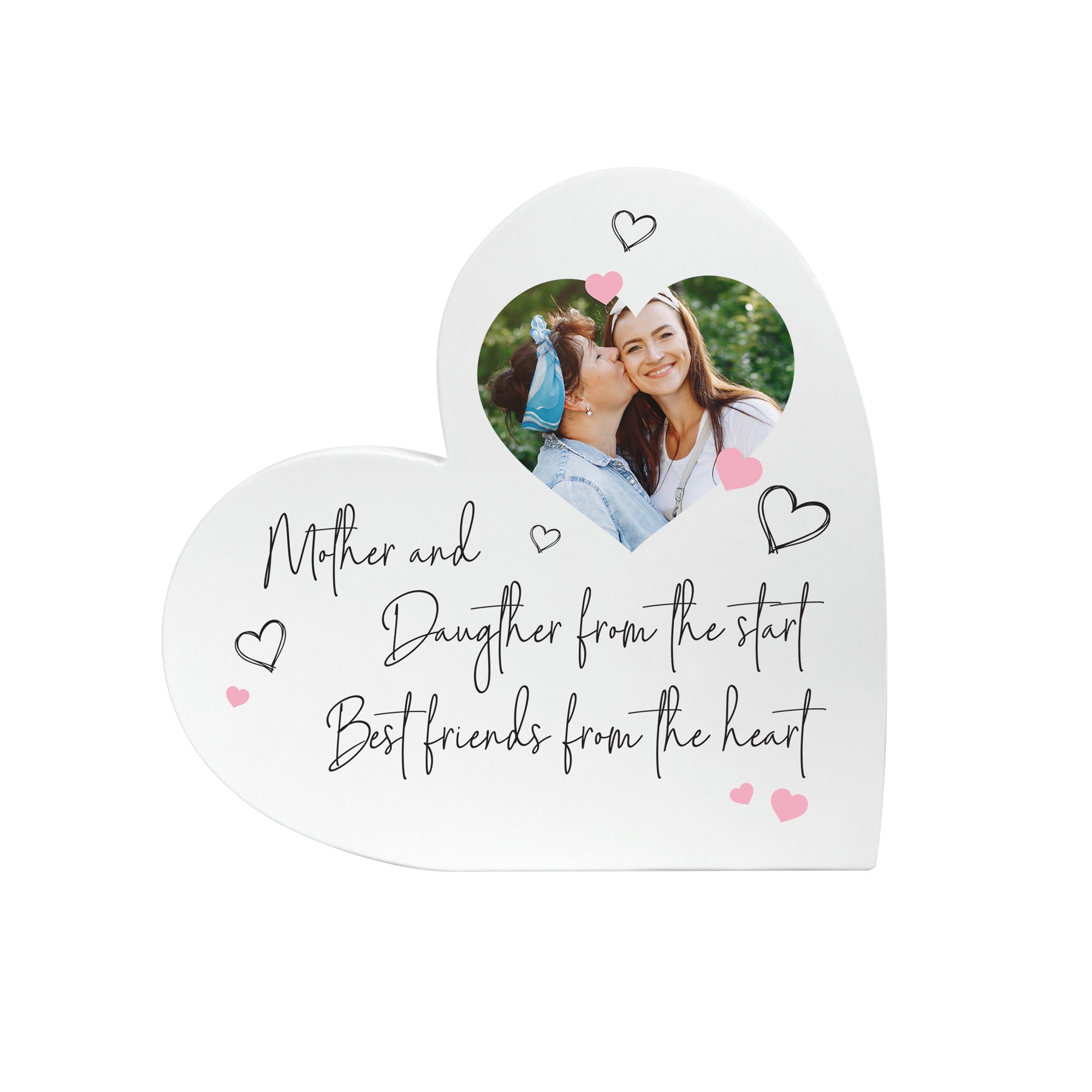 Personalized Mother & Daughter/Son Best Friends Photo Frame - White Freestanding Heart Shape - Perfect for Birthday, Anniversary, Mother's Day Gifts & Home Decor