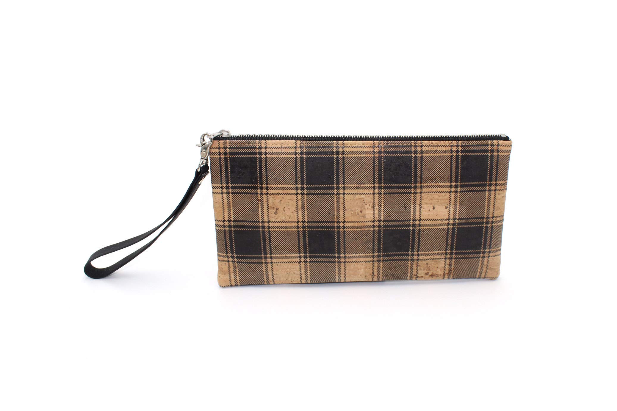 Spicer Bags Black Plaid Cork Wristlet - Stylish Crossbody Wallet for Women | Perfect for Parties, Shopping & Everyday Use