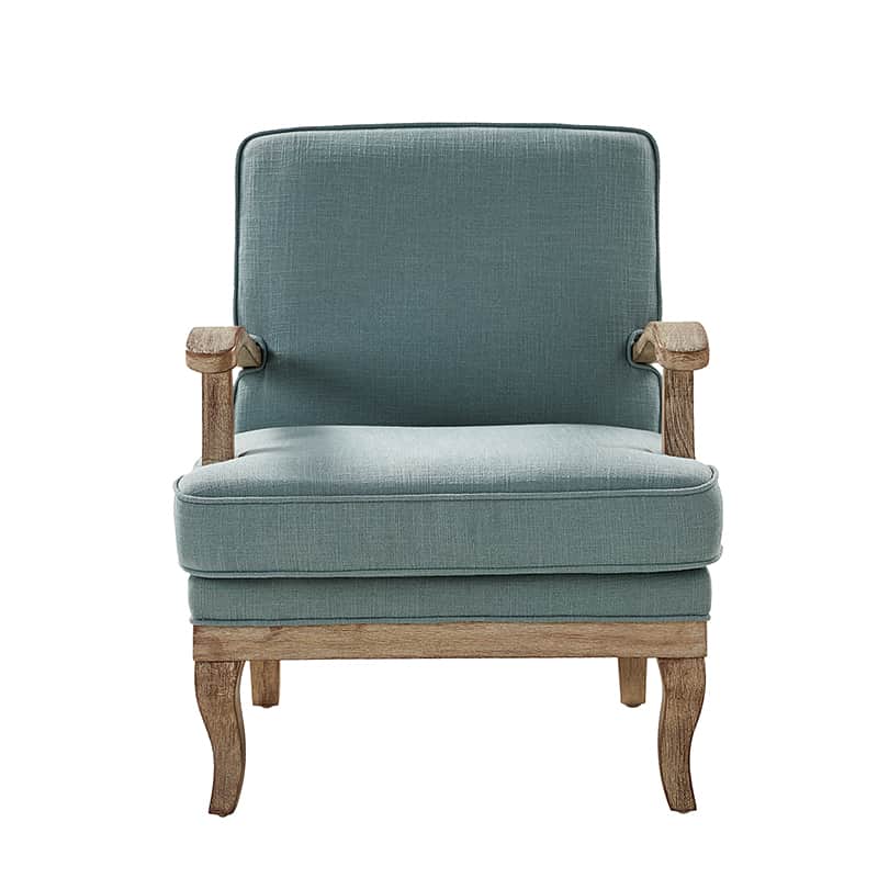 Randolph Farmhouse Upholstered Accent Chair with Wooden Legs - Comfortable Living Room Armchair for Home Decor, Reading Nook & Cozy Sitting Area (Multiple Style Options Available)