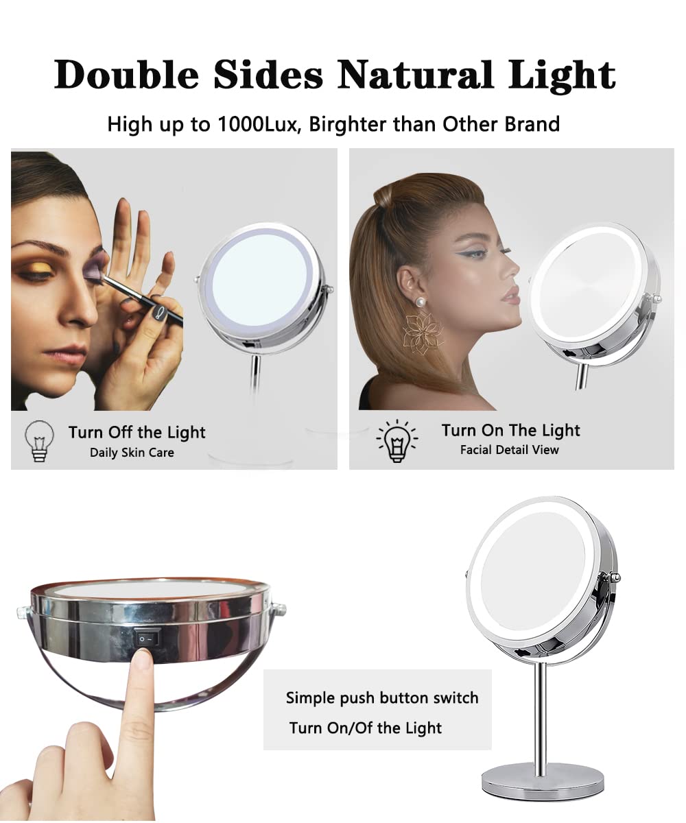 10X Magnifying Vanity Mirror with LED Lights - 7