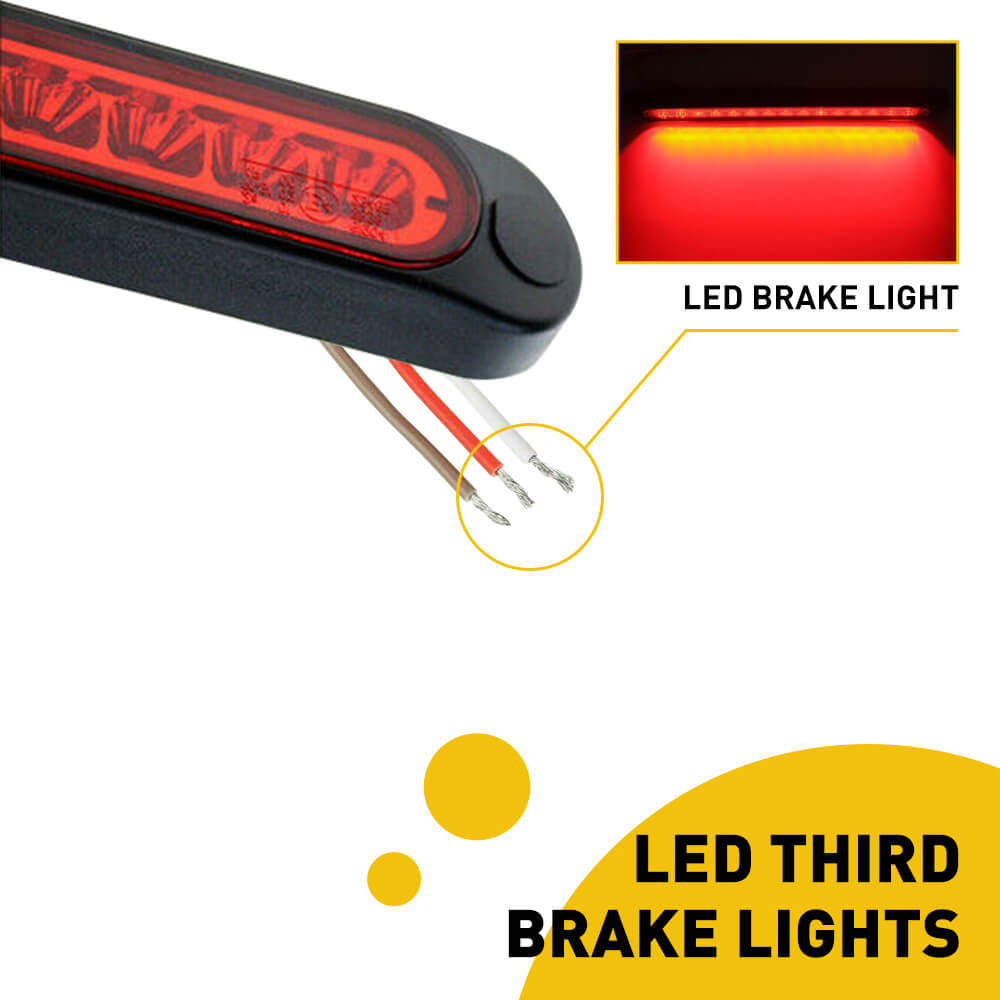 10 Inch 15 LED Brake Light Bar - Stop Turn Tail Lights Assembly for Trucks, Trailers, RVs (10-30V) - Waterproof & Durable for Off-Road, Towing & Night Driving