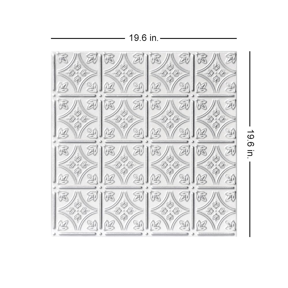 A La Maison R125 Emma's Flowers Glue-Up Styrofoam Ceiling Tiles - 21.6 sq ft/Case (8 Pack) - Silver Trimmed - Easy DIY Home Decor for Bedroom, Living Room & Dining Room Ceiling Upgrade