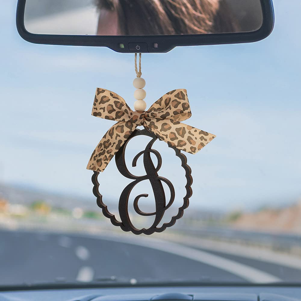 Personalized Monogram Letter Car Rear View Mirror Pendant - Beaded Hanging Charm for Car Interior Decor | Custom Car Accessories for Women & Gifts | Perfect for Birthday, Graduation & Christmas Presents