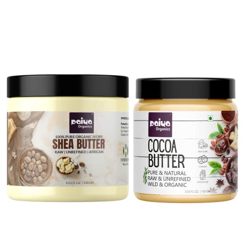 Organic Shea & Cocoa Butter for Hair & Skin Care - DIY & Stretch Marks | 100g Jar