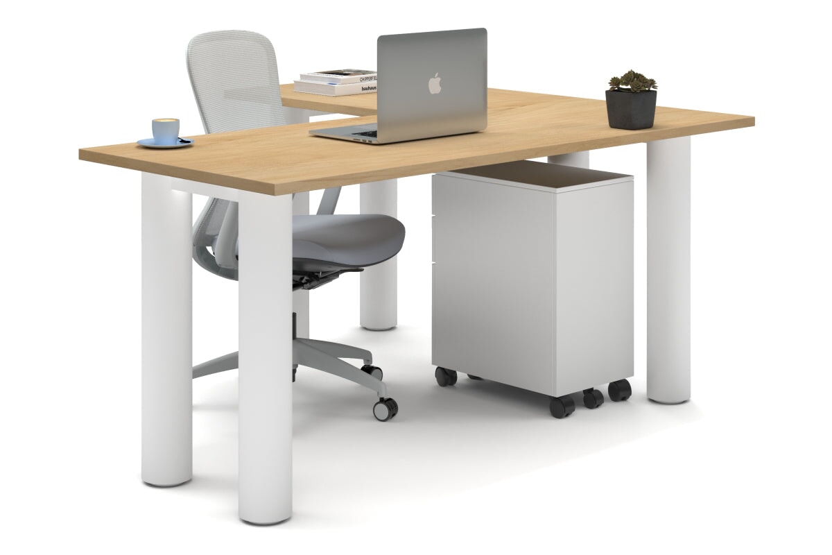 L-Shaped Corner Office Desk with Quadro Cylinder Legs - 1600L x 1450W - Perfect for Home Office, Gaming Setup & Workspace Organization