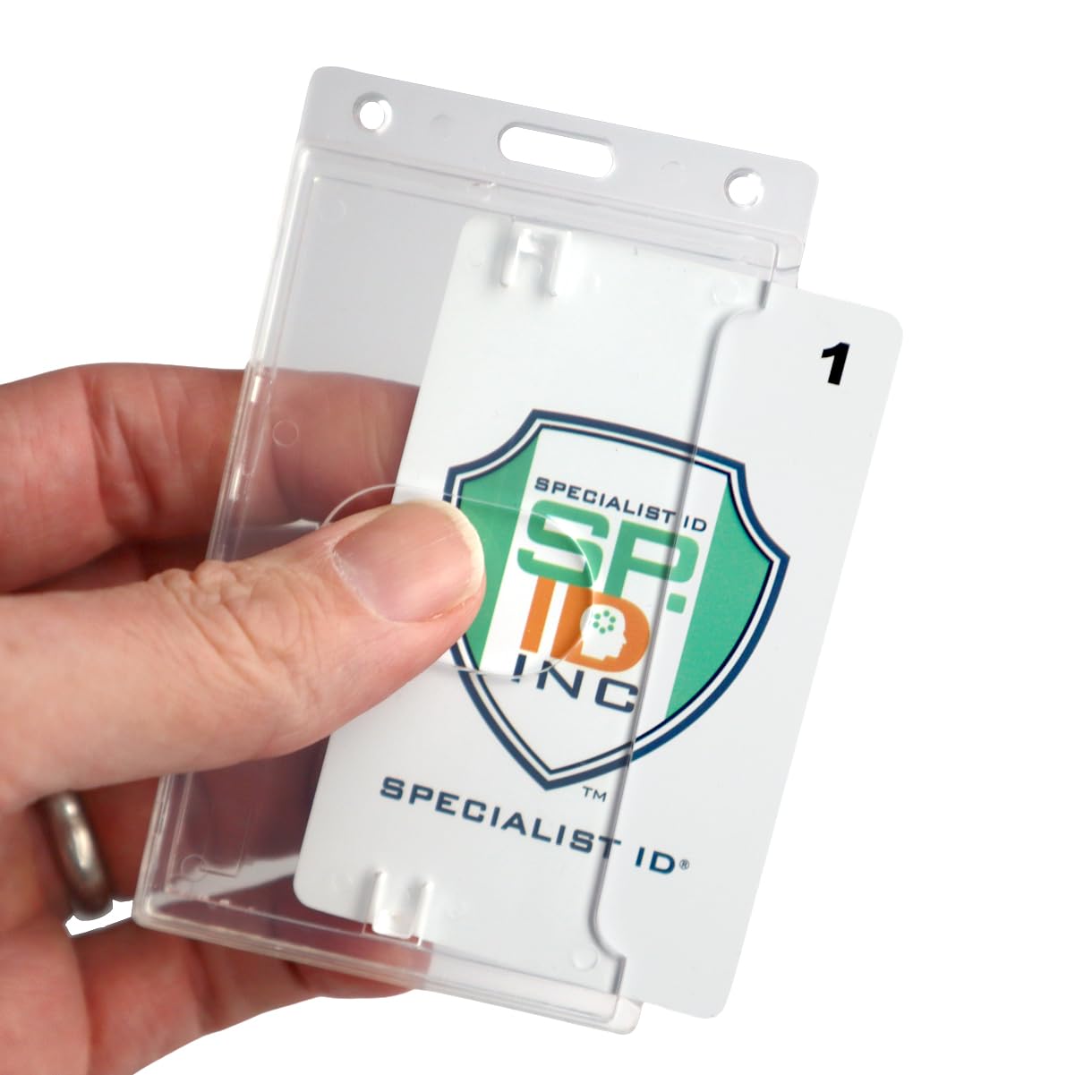 3 Pack Heavy Duty Plastic ID Badge Holder - Clear Vertical Card Protector for Work & Events