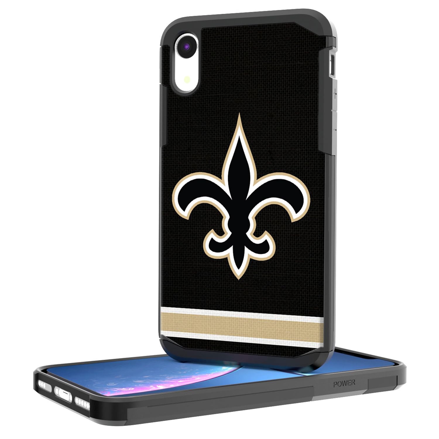 New Orleans Saints iPhone Case - Rugged Stripe Design Protective Cover for iPhone 14/13/12/11 Pro Max | Shockproof & Durable | Perfect for Football Games, Tailgating & Saints Fan Gifts