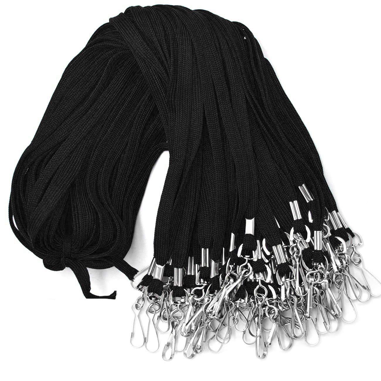 Beebel 100 Pack Black Lanyards with Swivel Hook - ID Badge Holders for Work & Events