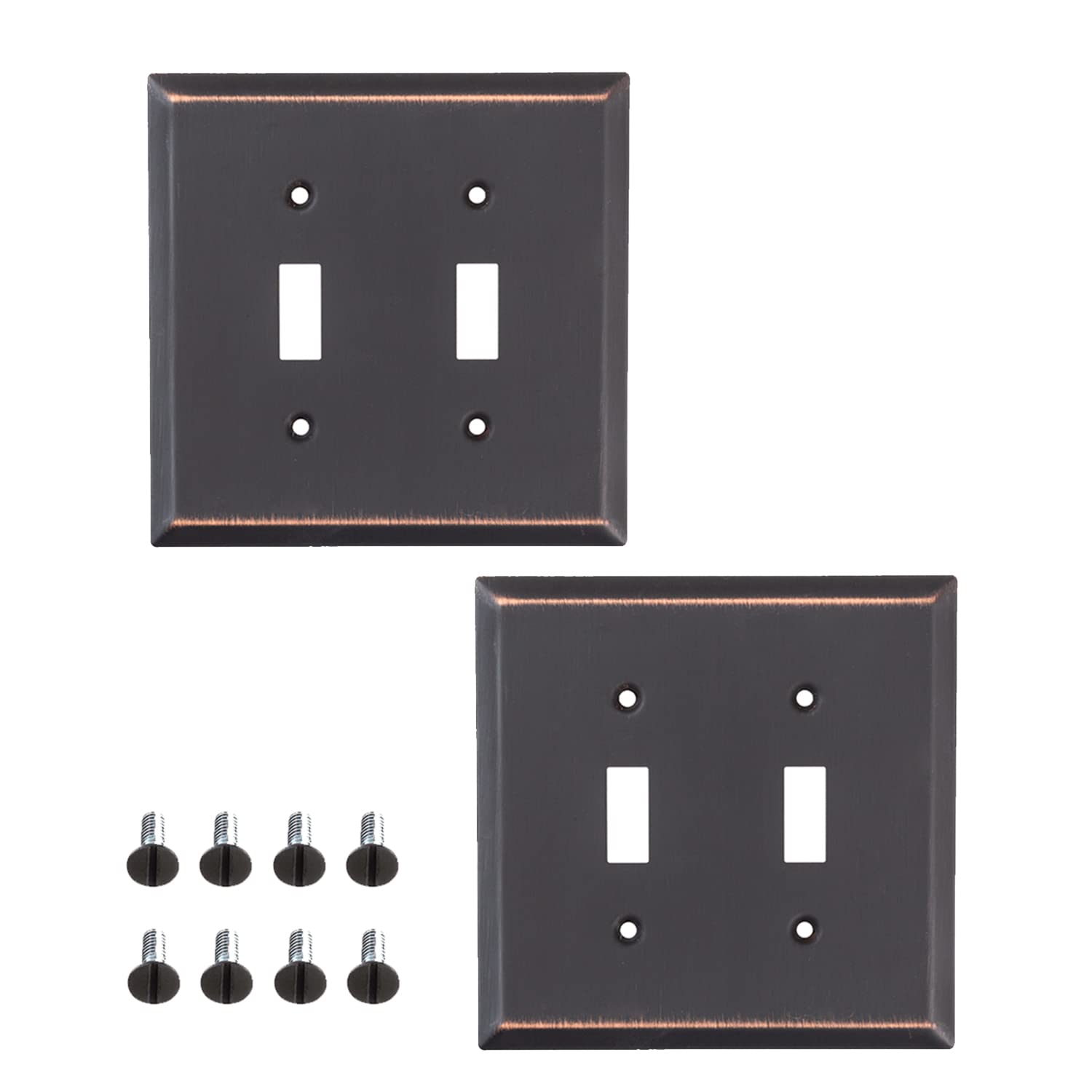 Oil Rubbed Bronze Outlet Covers and Switch Plates - Decorative Wall Plate Light Switch Cover (2 Gang Toggle, 2 Pack) - Variety of Styles: Decorator, Duplex, Toggle & Combo - Perfect for Home, Office & Commercial Decor