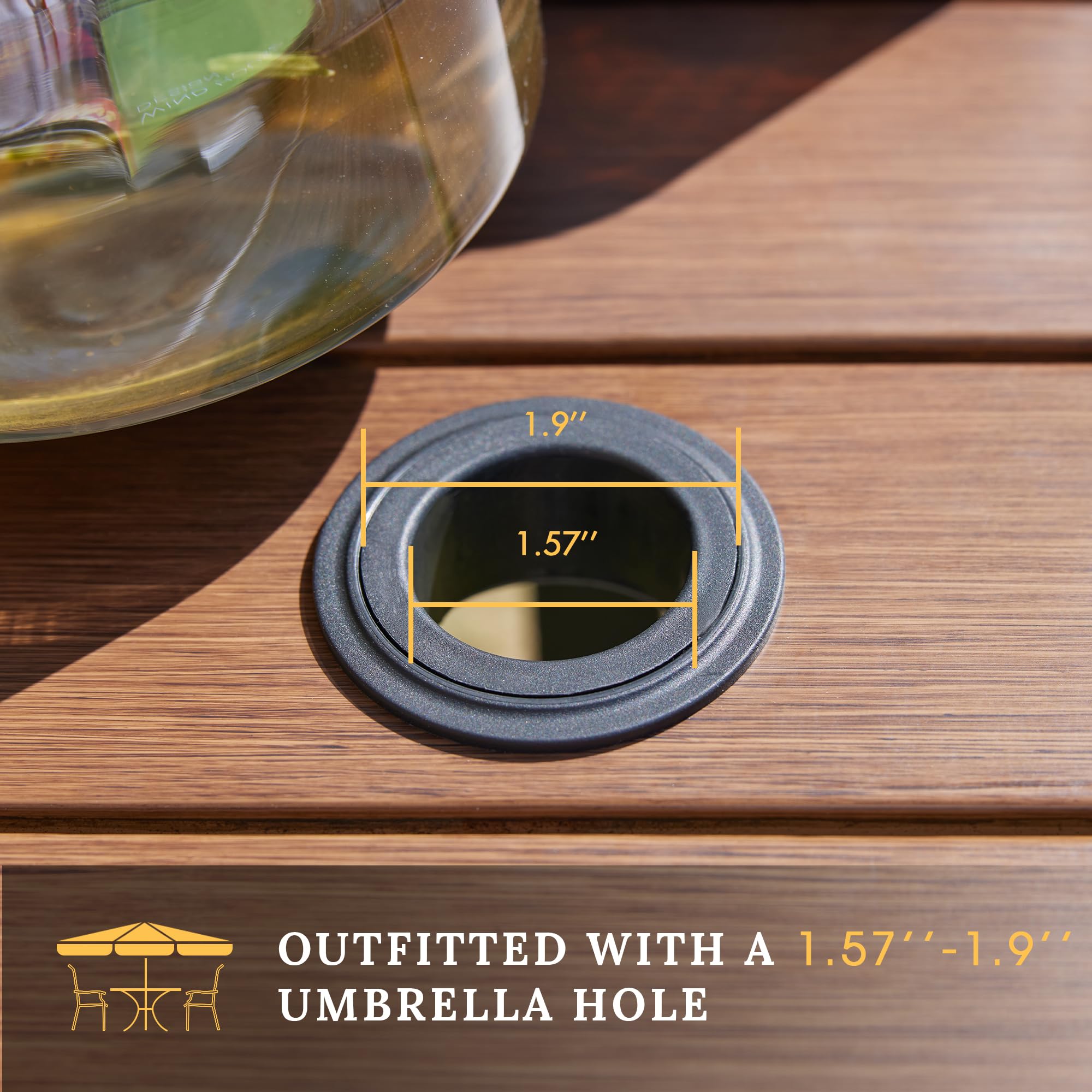 VICLLAX 40.2 Inch Square Outdoor Dining Table for 4 People - All-Weather Metal Patio Table with Umbrella Hole - Walnut Wood-Like Tabletop - Perfect for Garden, Lawn, Backyard, and Poolside Dining