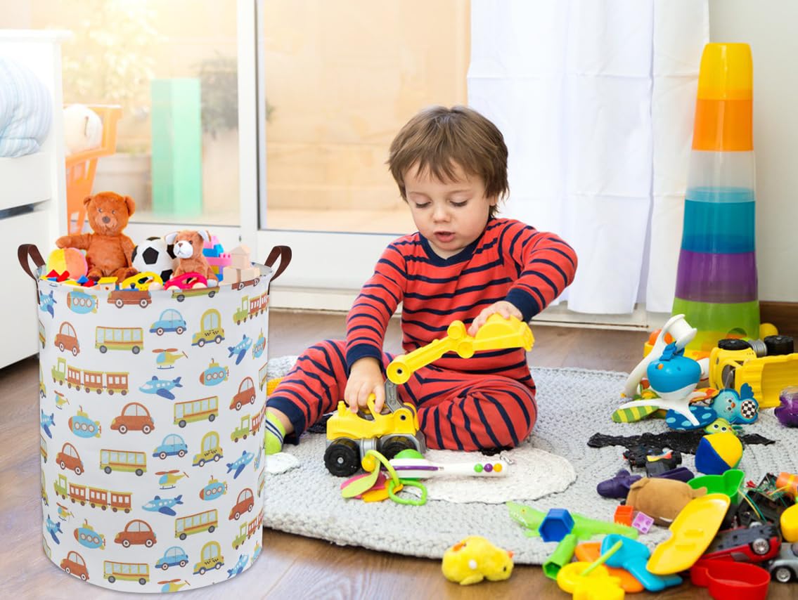 HIYAGON Kids Laundry Hamper & Toy Storage Bin - Car-Shaped Organizer for Boys Room Decor, Nursery, Bedroom & Bathroom | Perfect Gift Basket for Toddlers & Children (Car Design) - Ideal for Playroom Organization, Clothes Storage & Toy Collection