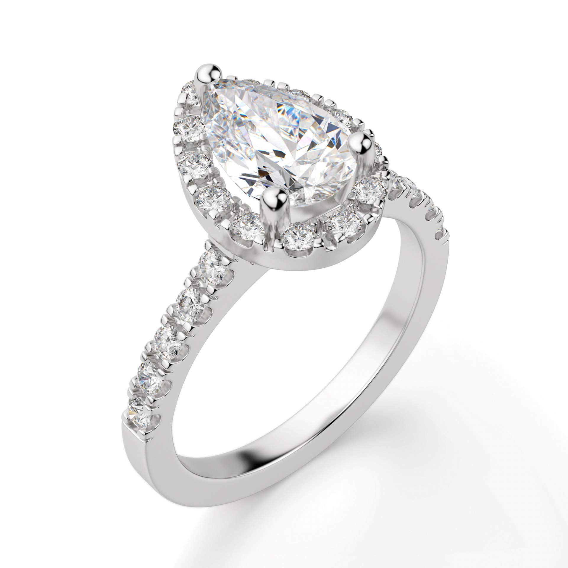 3 CT Pear Moissanite Engagement Ring Wedding Bridal Set, Diamond Anniversary Ring, Solitaire Halo-Setting Vintage Silver Ring for Women - Perfect for Proposals, Weddings & Special Occasions