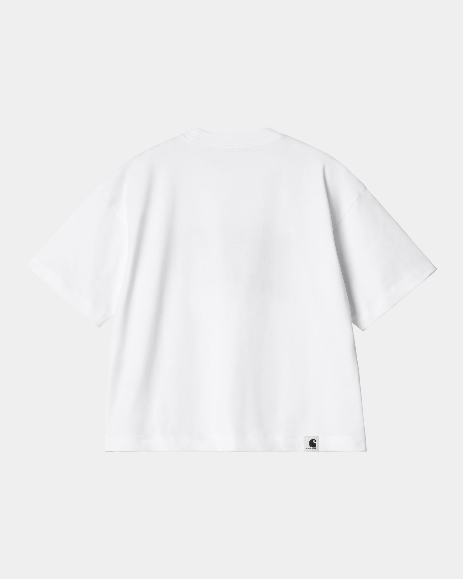 Women's WIP T-Shirt - Soft Cotton Crewneck Tee in White & Dusky Blue | Casual Everyday Wear, Street Style Outfits & Layering Essential