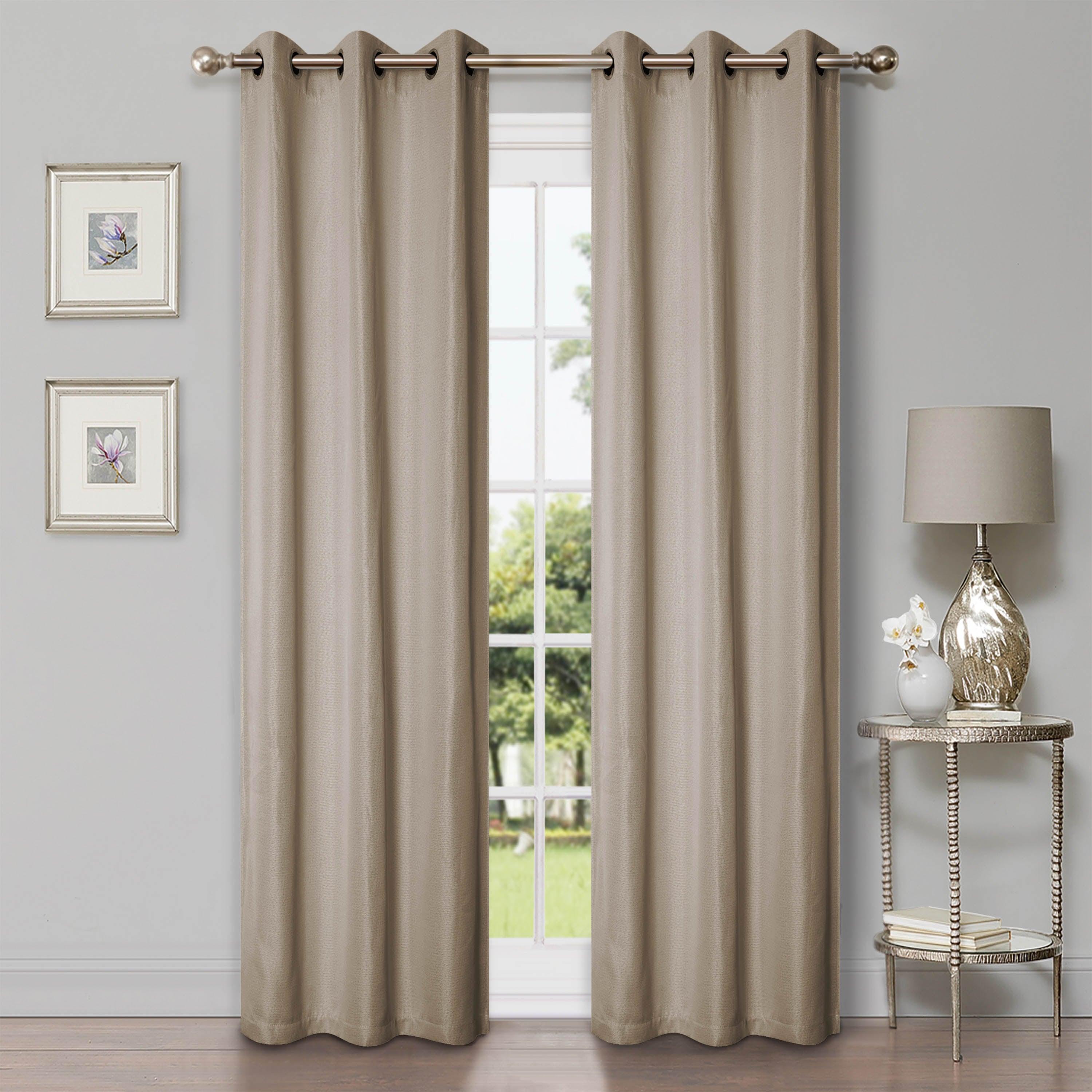 Linen Pattern Washable Blackout Curtains Set of 2 Panels - 42 Inch Length - Thermal Insulated Room Darkening Drapes for Bedroom, Living Room & Nursery (Light Blocking, Noise Reducing)