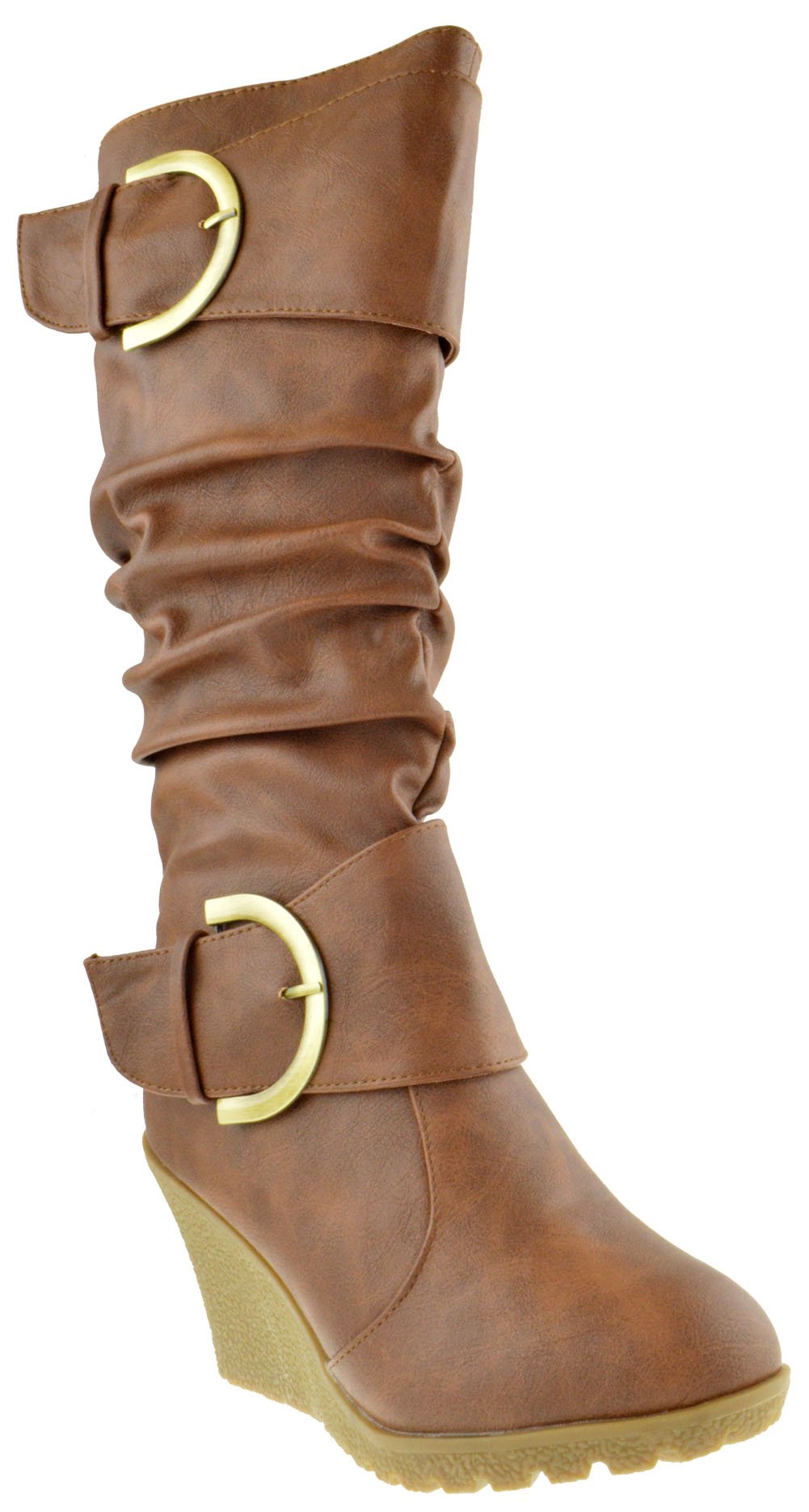 TOP Moda Pure 65 Women's Slouch Wedge Boots - Comfortable Chunky Heel Ankle Booties for Casual Outfits & Fall Fashion | Perfect for Office, Dating & Night Out