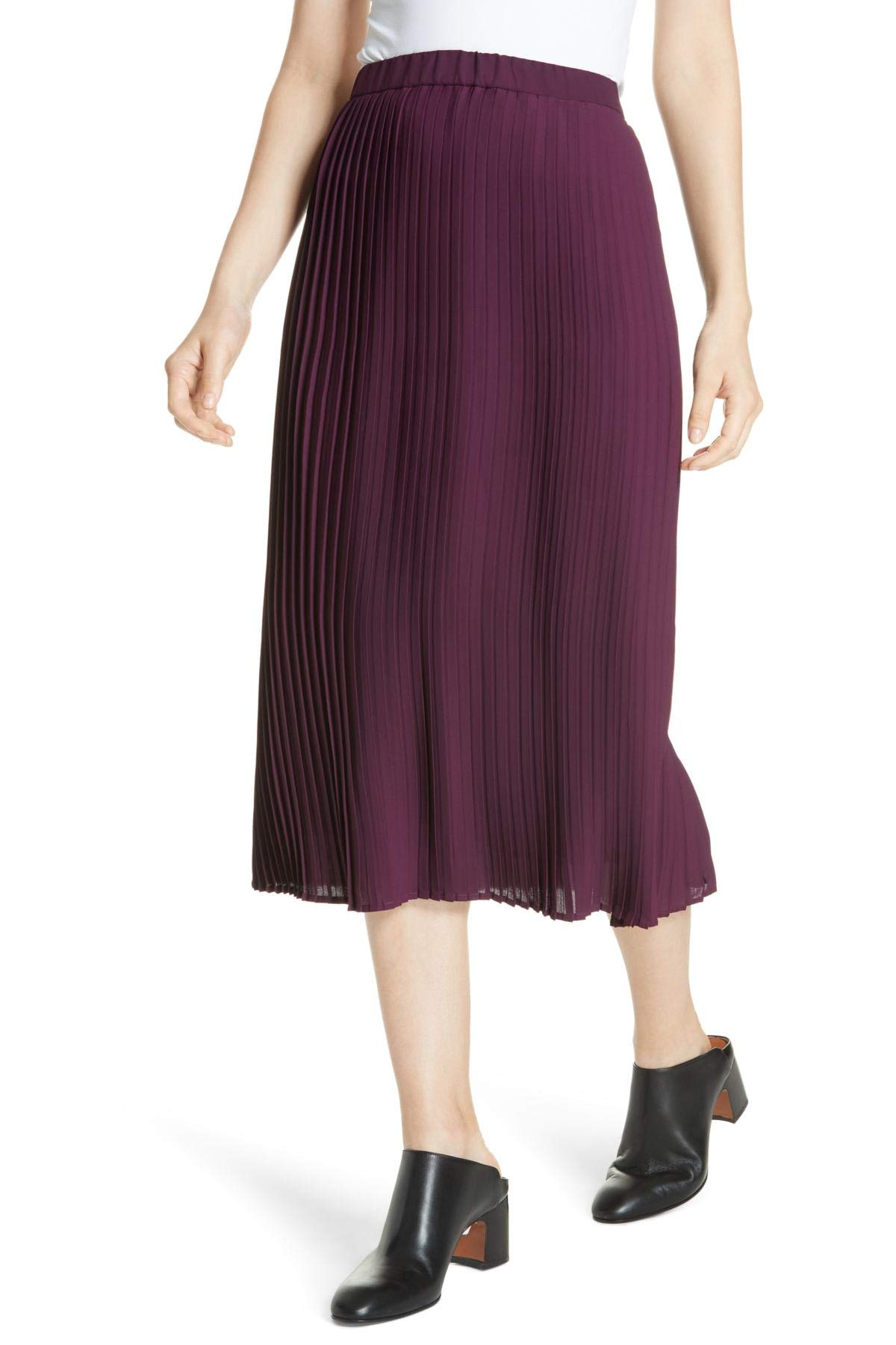 Eileen Fisher Women's Pull-On Pleated Skirt for Office & Work - Comfortable Stretch Fabric, Professional Business Attire, Perfect for Meetings & Corporate Events
