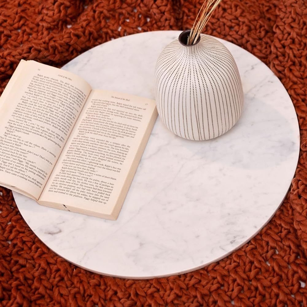 Elegant White Marble Cake Stand - 20 Inch Round Wedding & Birthday Party Centerpiece for Desserts, Cupcakes, and Table Decor | Perfect for Bridal Showers, Anniversary Celebrations, and Special Occasions