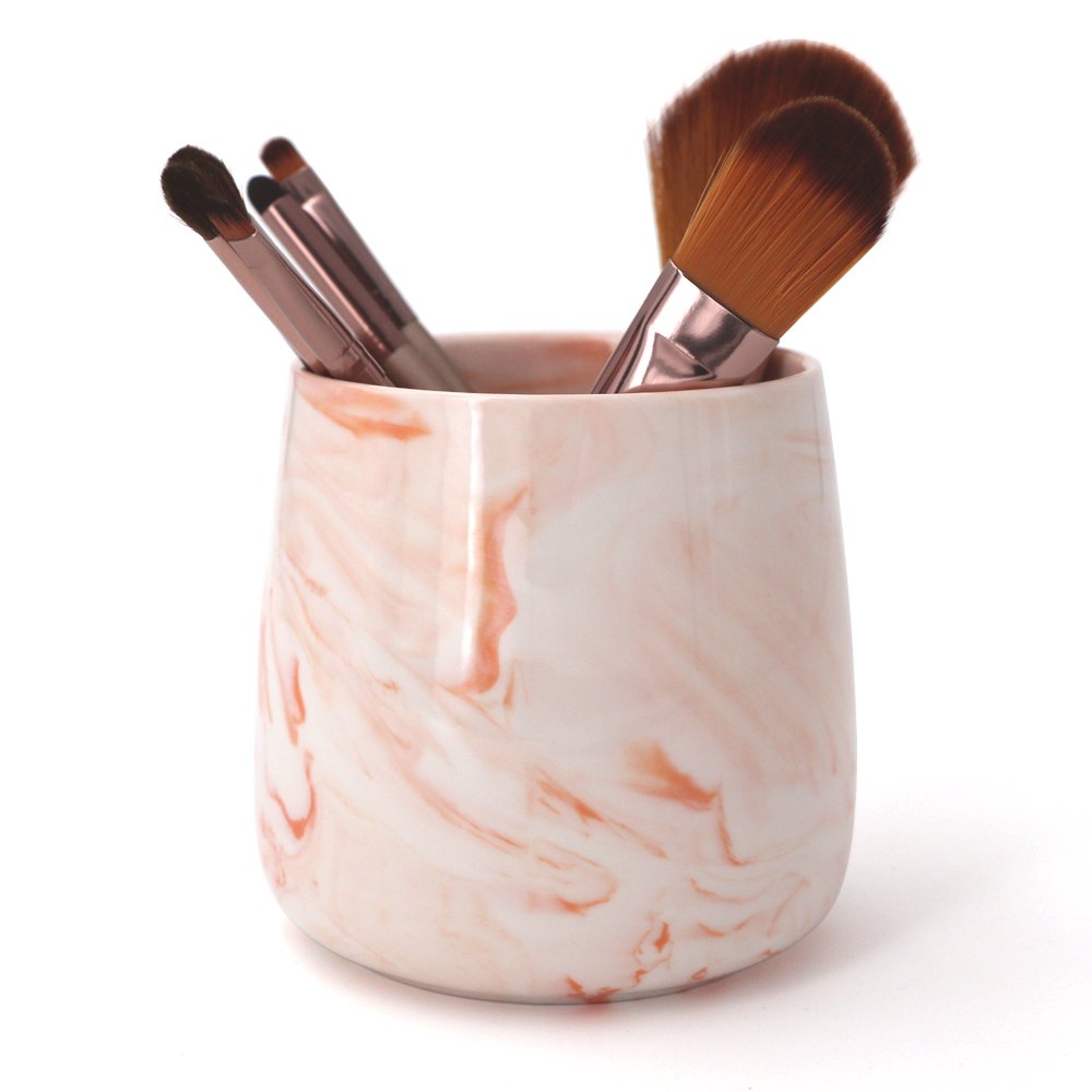 Ceramic Toothbrush Holder with Stand - Organizer for Toothpaste, Pens & Makeup Brushes | Bathroom & Vanity Storage Solution