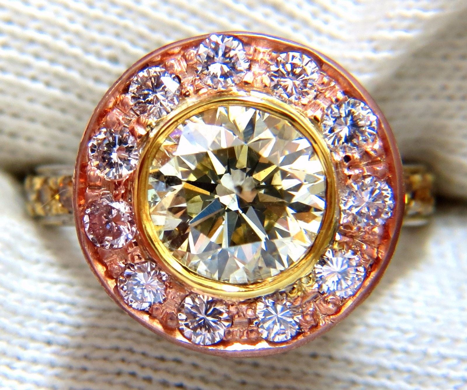 GIA Certified 3.67 Carat Fancy Round Diamond Ring - Circular Flush Deck Setting for Engagement, Wedding & Anniversary Gifts