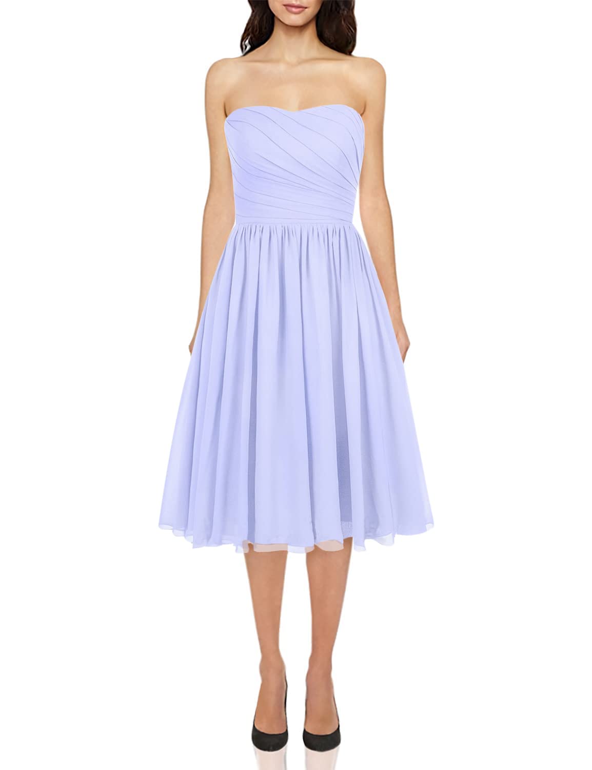 JAEDEN Short Chiffon Strapless Bridesmaid Dresses - Elegant Wedding Guest & Prom Dresses for Women - Perfect for Bridal Parties, Formal Events & Special Occasions