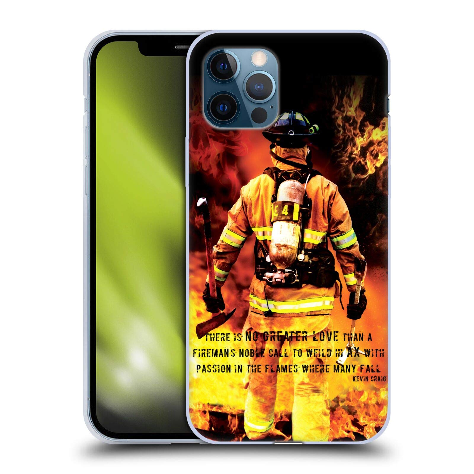 Officially Licensed Jason Bullard Fireman's Noble Call Firefighter Soft Gel Case for Apple iPhone 12 & iPhone 12 Pro - Durable Protective Phone Cover for First Responders & Firefighter Enthusiasts