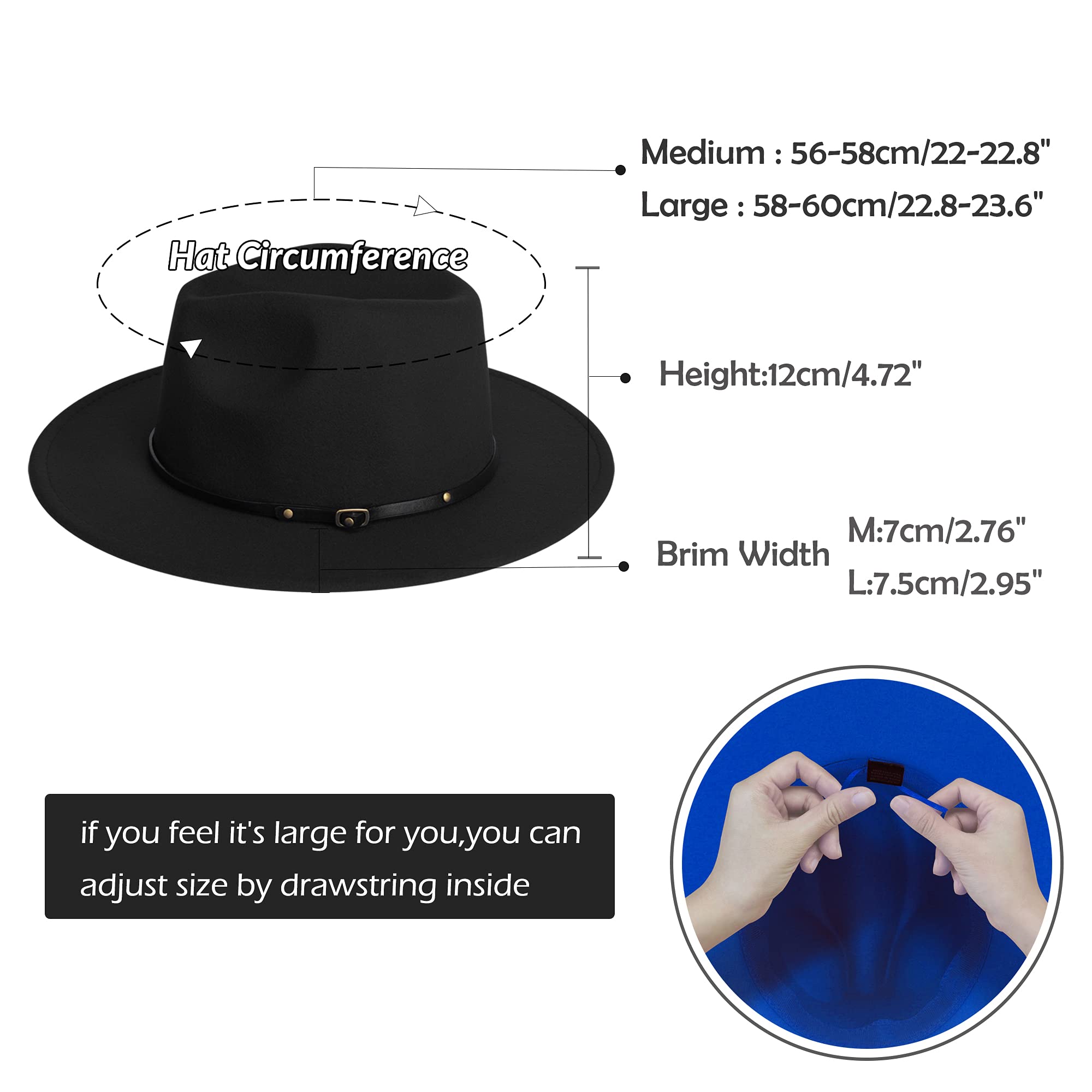 Stylish Fedora Hats for Men & Women - Wide Brim Felt Panama Dress Hat with Belt Buckle - Perfect for Outdoor Events, Weddings & Fashion Accessories