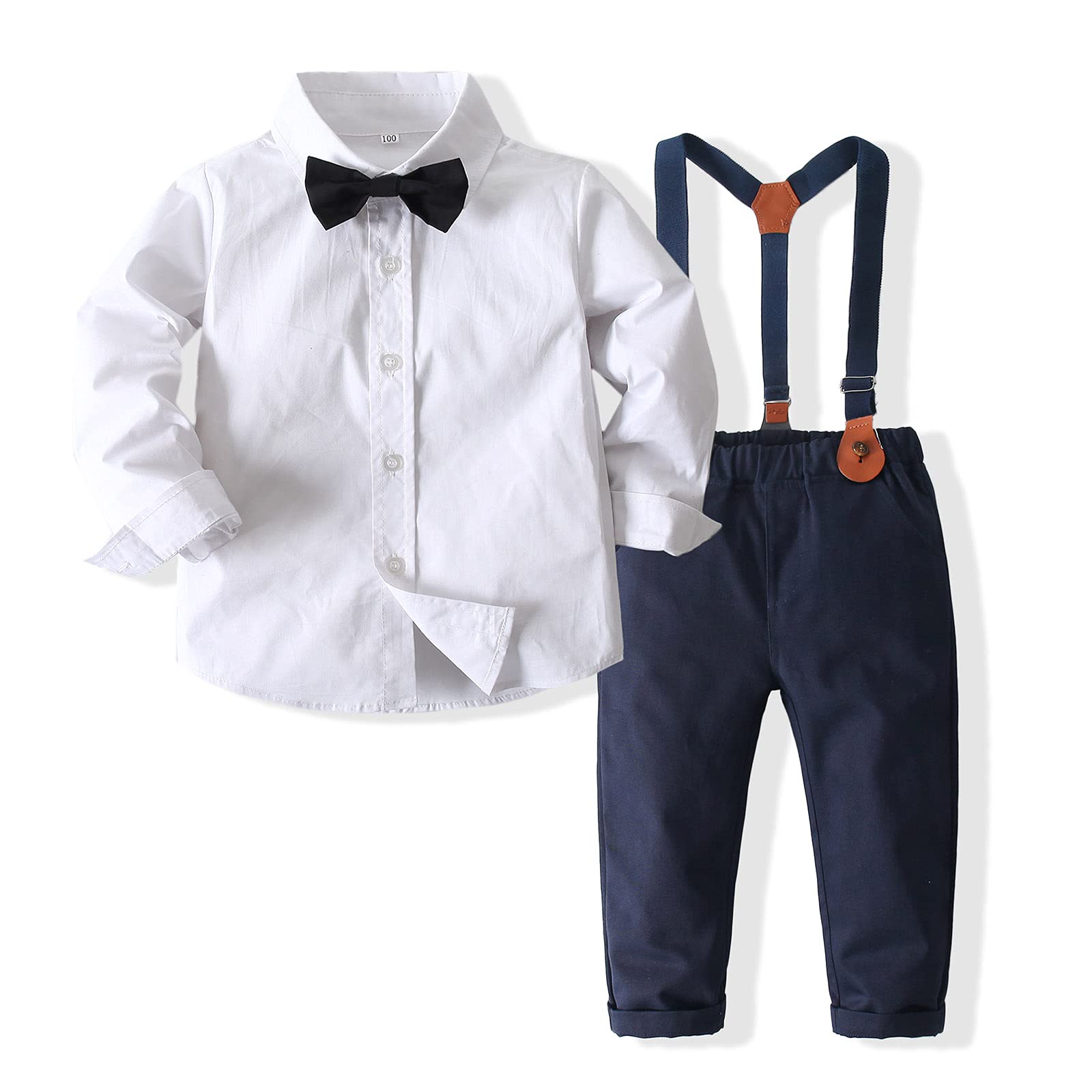 Gentleman Baby Boy Suit with Bow Tie & Suspenders for Newborn - Party & Photo Outfit