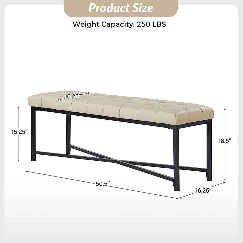 Arnold Versatile Elegance: Genuine Leather Bench with Button Tufted Design - Perfect for Living Room, Bedroom & Entryway Decor