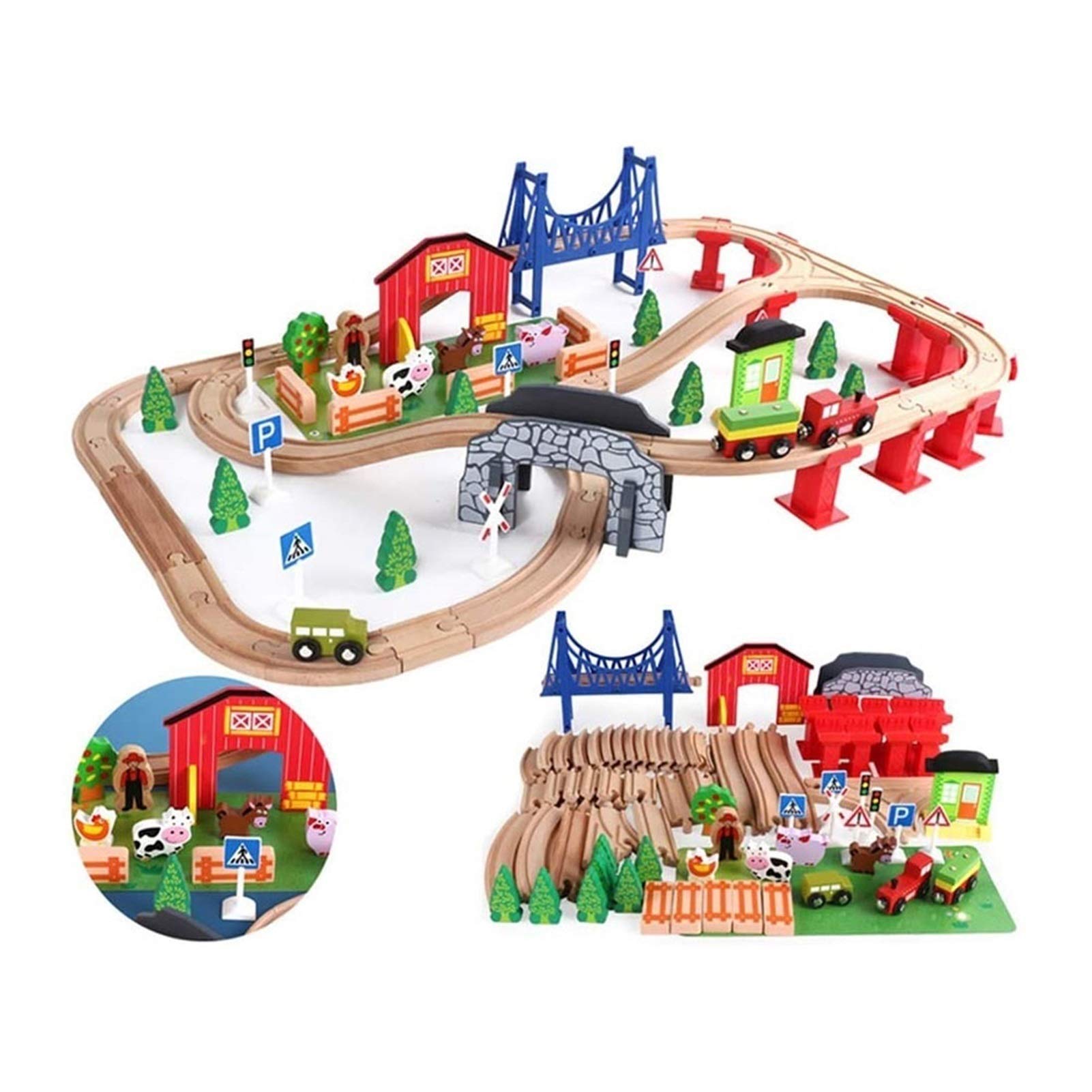 LJJSMG Electric Train Set Toy for Kids - 82 Piece Railway Track with Electric Cars, Race Track Toys for Boys & Girls | Perfect for Birthday Gifts, Christmas Presents & Indoor Playtime