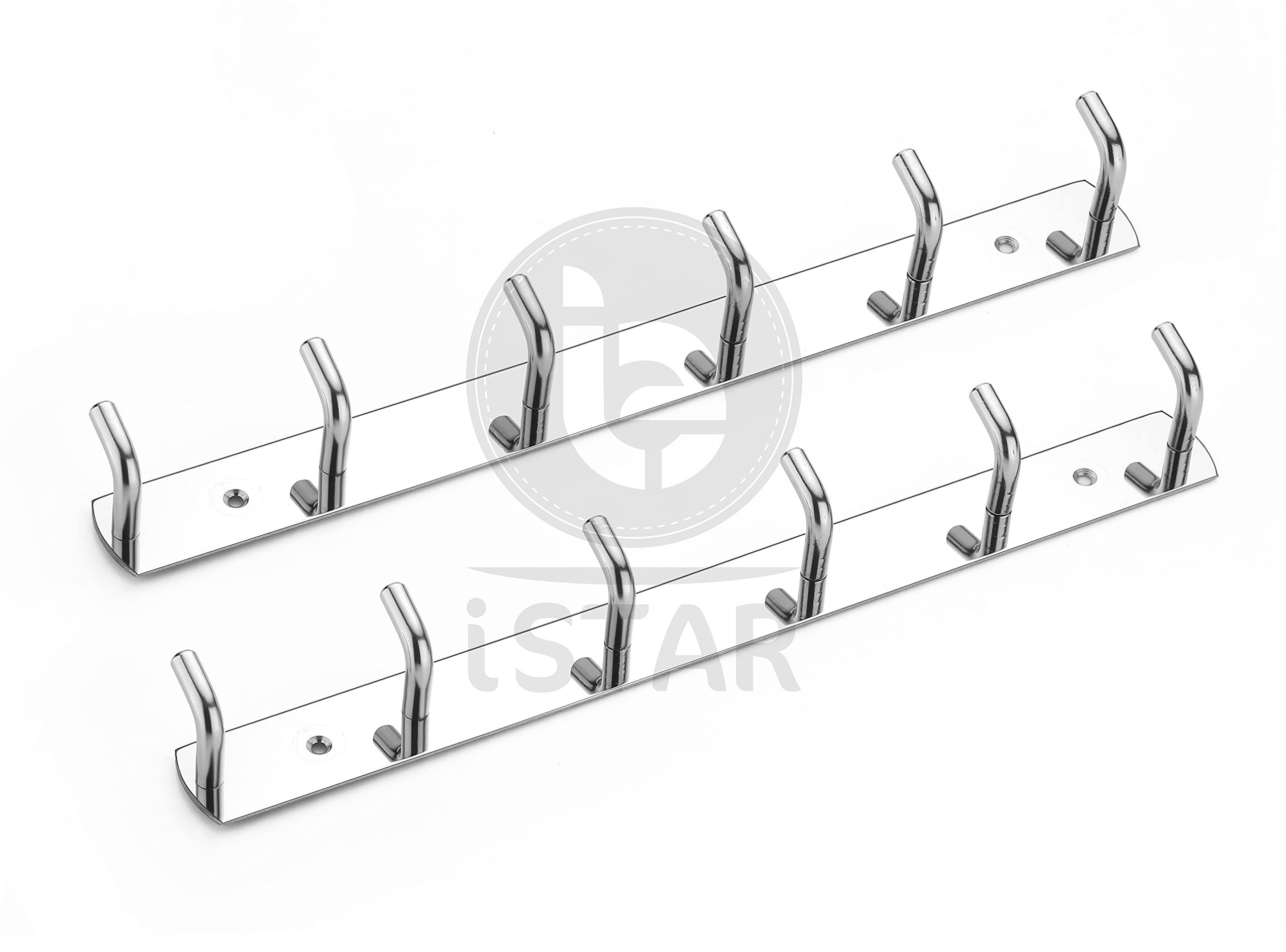 Premium Stainless Steel 6-Pin Bathroom Hook Hanger - Heavy Duty Robe & Towel Hook for Doors, Walls - Perfect for Hanging Keys, Clothes, Hats & Accessories (Silver, Pack of 2) - Ideal for Bathroom, Bedroom, Entryway & Closet Organization