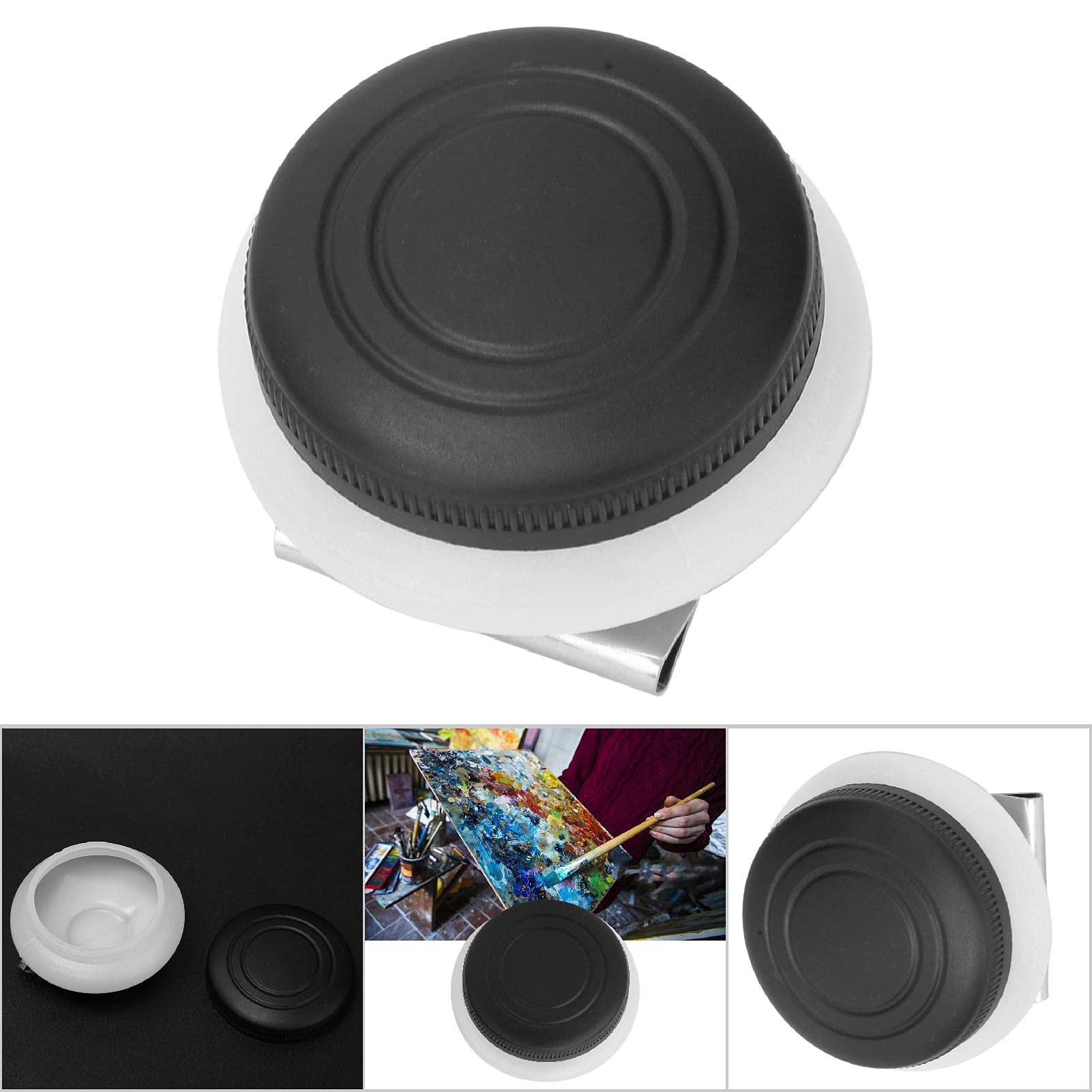Premium Stainless Steel Oil Painting Palette Cup with Lid - Double Dipper for Acrylic & Oil Paint - Artist Paint Mixing Container for Studio & Outdoor Painting