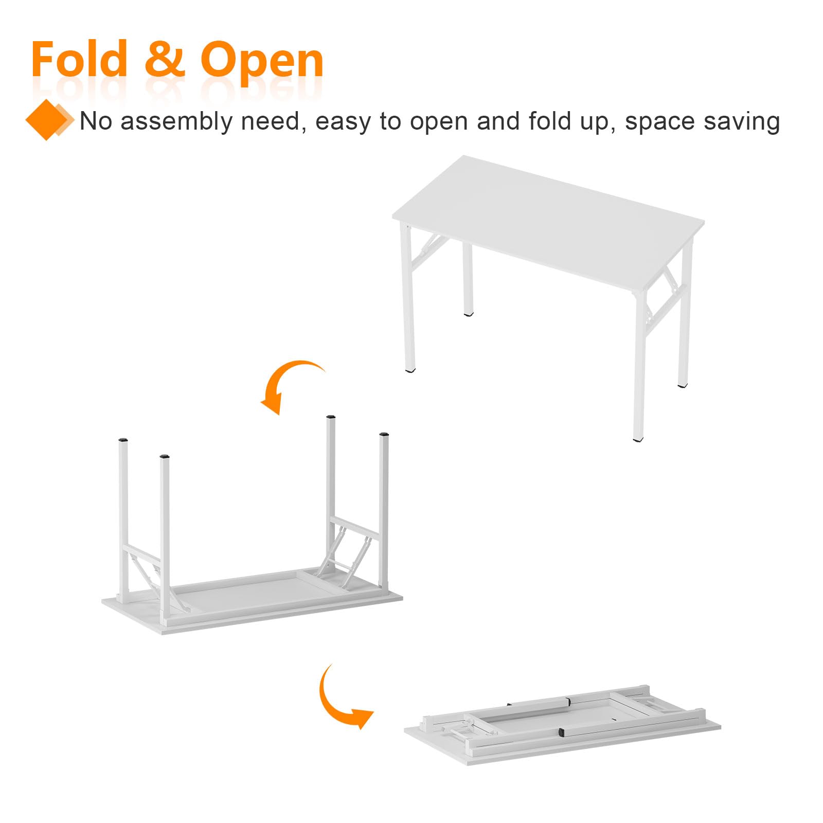 SogesFurniture 62 Inch White Computer Desk - Home Office Desk, Study Writing Table, Workstation with Metal Frame & Folding Design | Perfect for Small Spaces, Gaming Setup & Remote Work