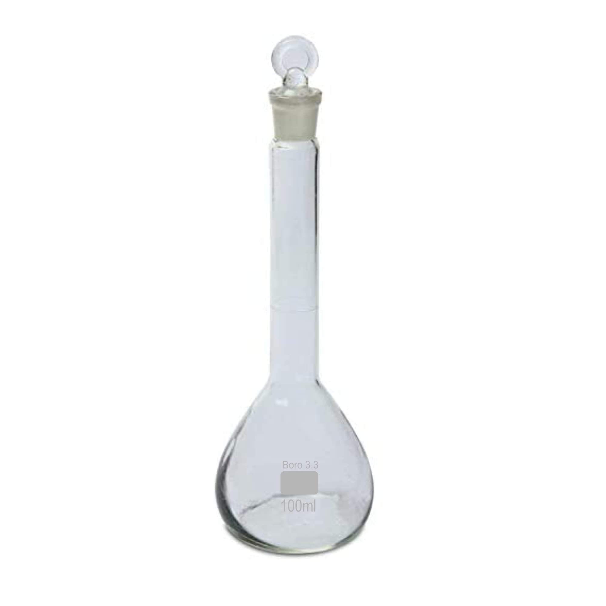 Salco Class A Volumetric Flask 100ml - Heavy Wall Borosilicate Glass with Glass Stopper - Perfect for Chemistry Labs, Scientific Experiments & Precise Liquid Measurements