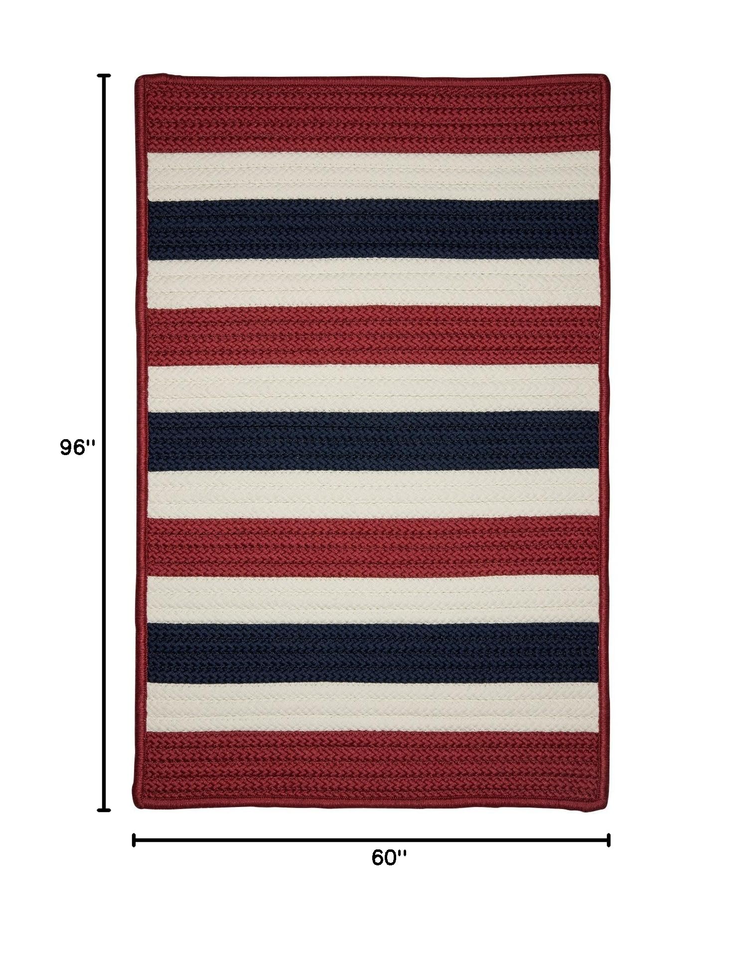 Portico Rugs 5x8 Feet - Patriotic Stripe Red White Blue Indoor/Outdoor Area Rug - Perfect for Living Room, Bedroom, Patio & 4th of July Decor