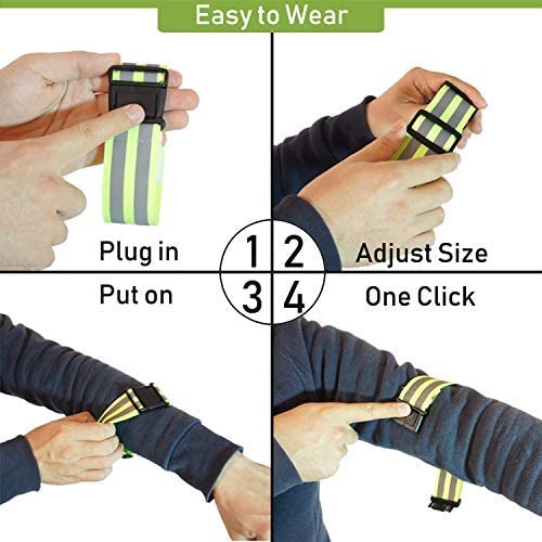 TOURUN Reflective Running Bands - Adjustable Safety Arm & Leg Bands for Night Running, Cycling, Walking - High Visibility Reflective Gear for Men, Women & Kids - Perfect for Jogging, Biking & Outdoor Activities